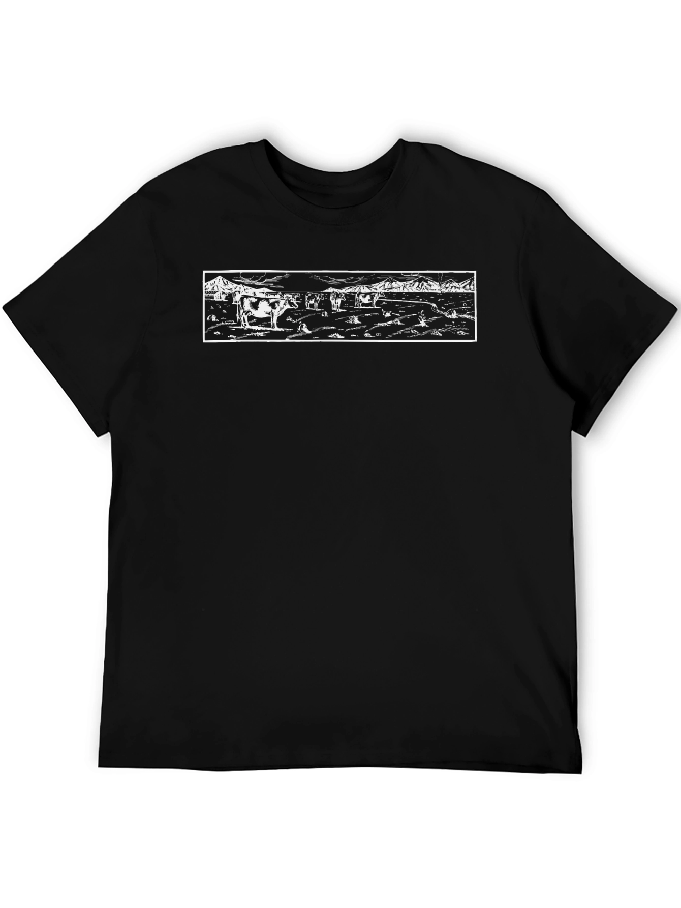 Cow Landscape Graphic Tee - Black