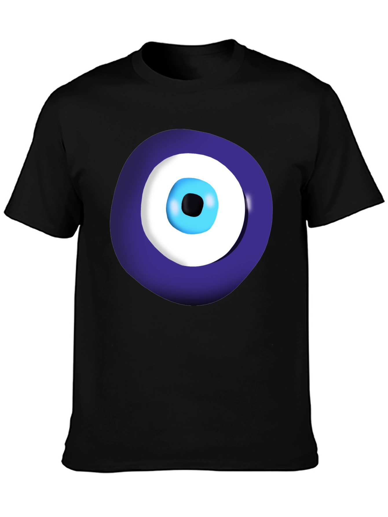 Evil Eye Graphic Tee - Black Cotton Casual Shirt