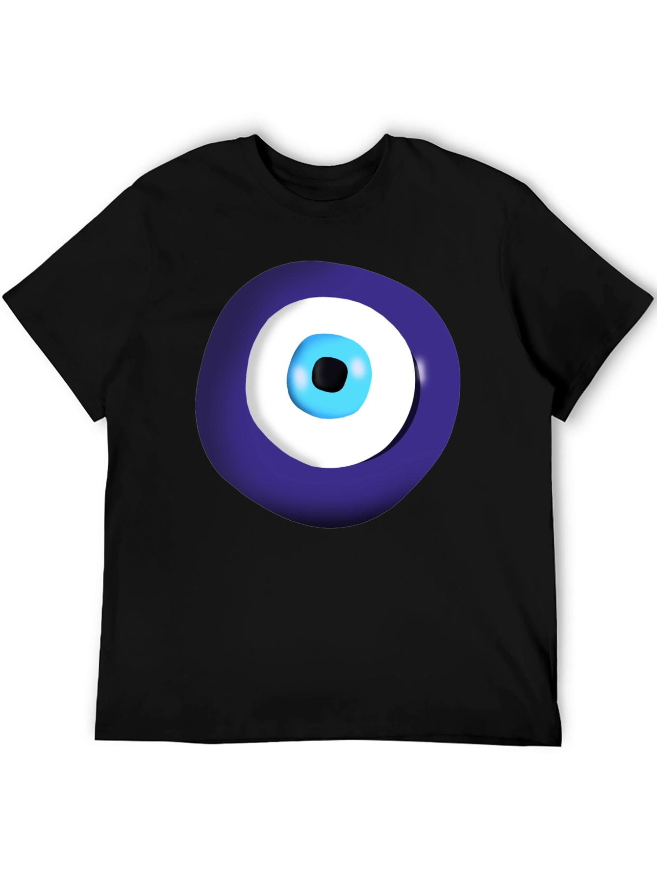 Evil Eye Graphic Tee - Black Cotton Casual Shirt