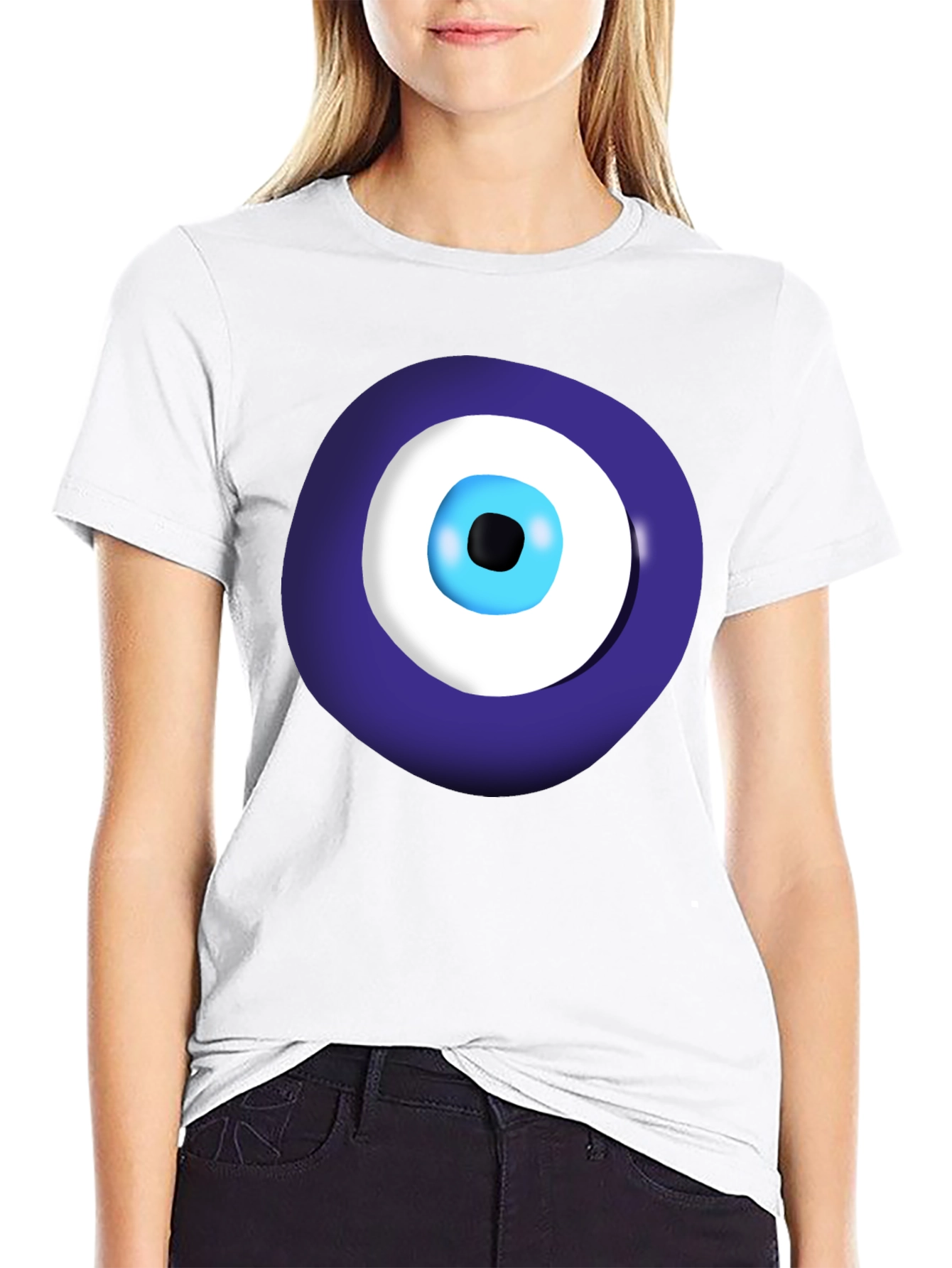 Evil Eye Graphic Tee - Black Cotton Casual Shirt