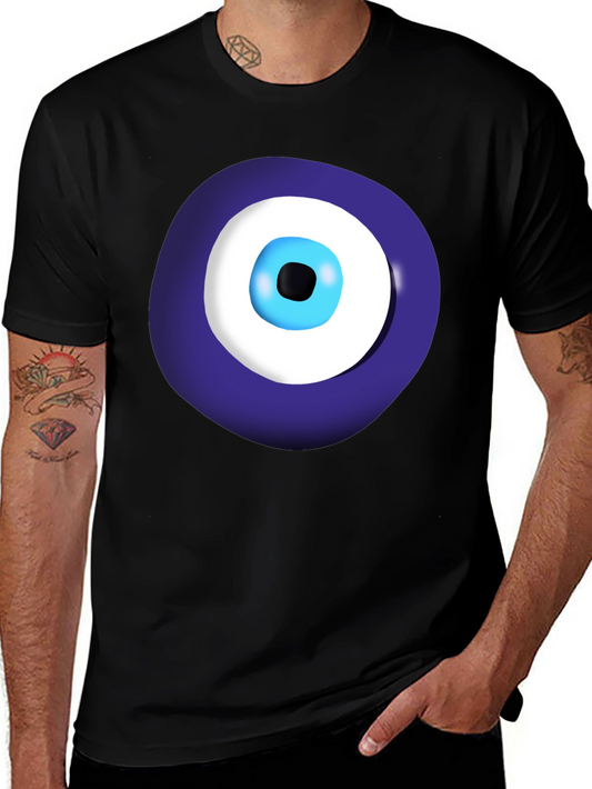 Evil Eye Graphic Tee - Black Cotton Casual Shirt
