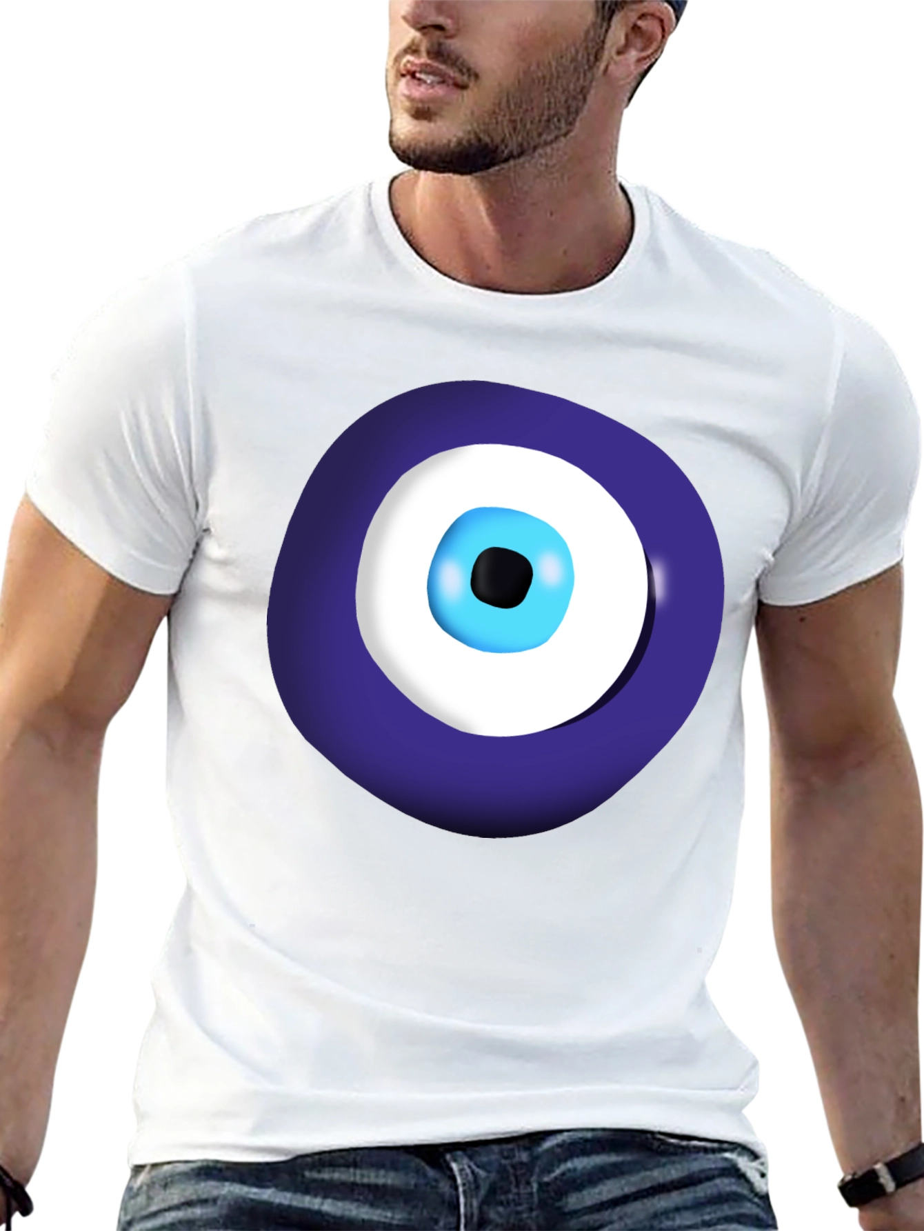 Evil Eye Graphic Tee - Black Cotton Casual Shirt