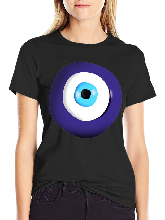 Evil Eye Graphic Tee - Black Cotton Casual Shirt