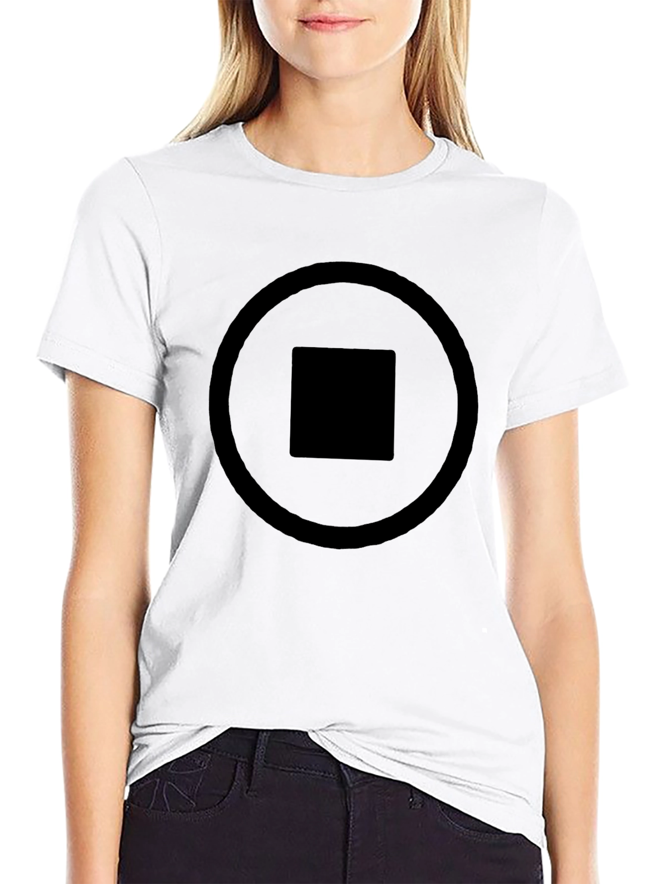 Black Graphic Tee - Square Circle Design