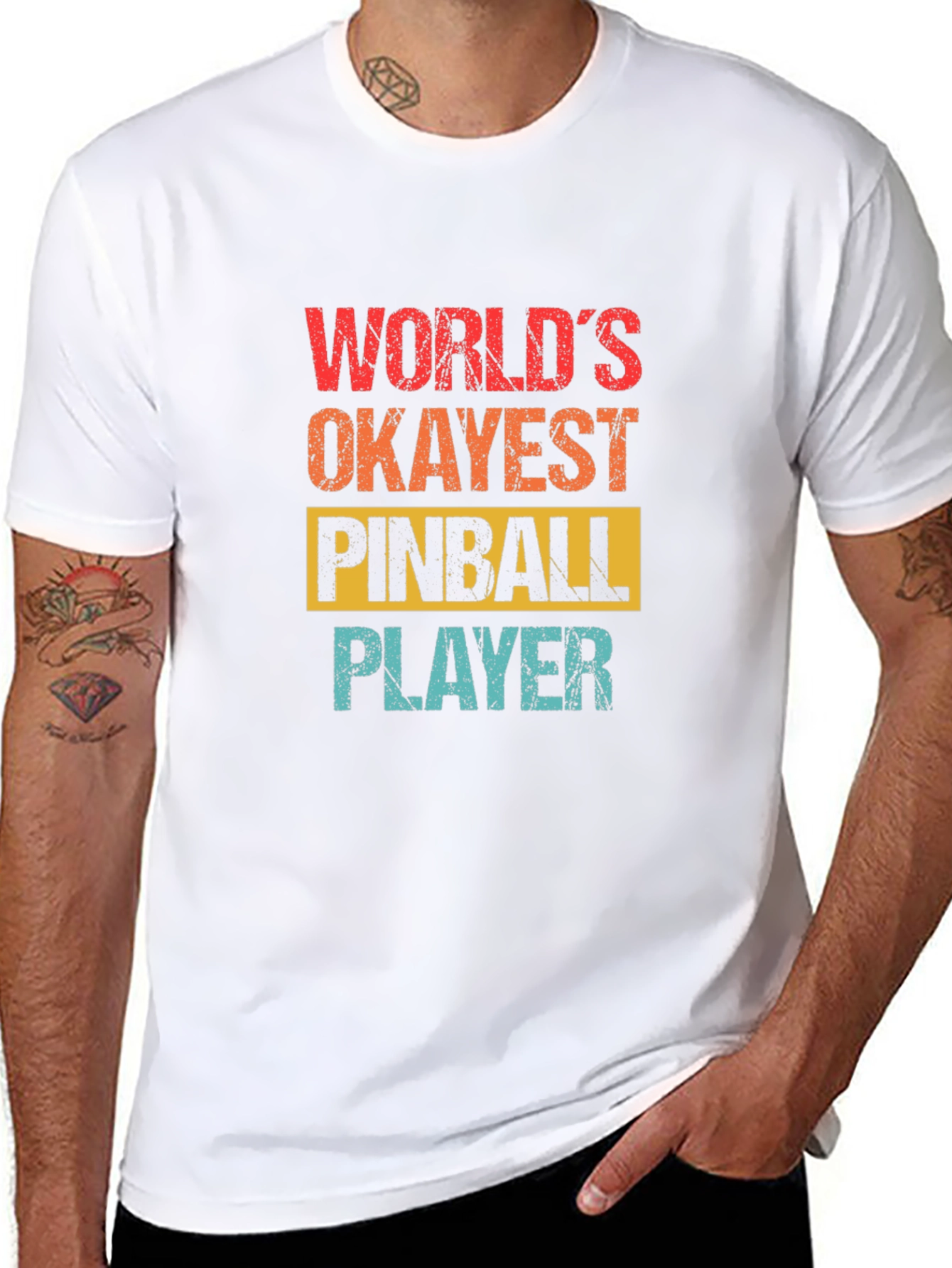 Worlds Okayest Pinball Player Graphic Tee