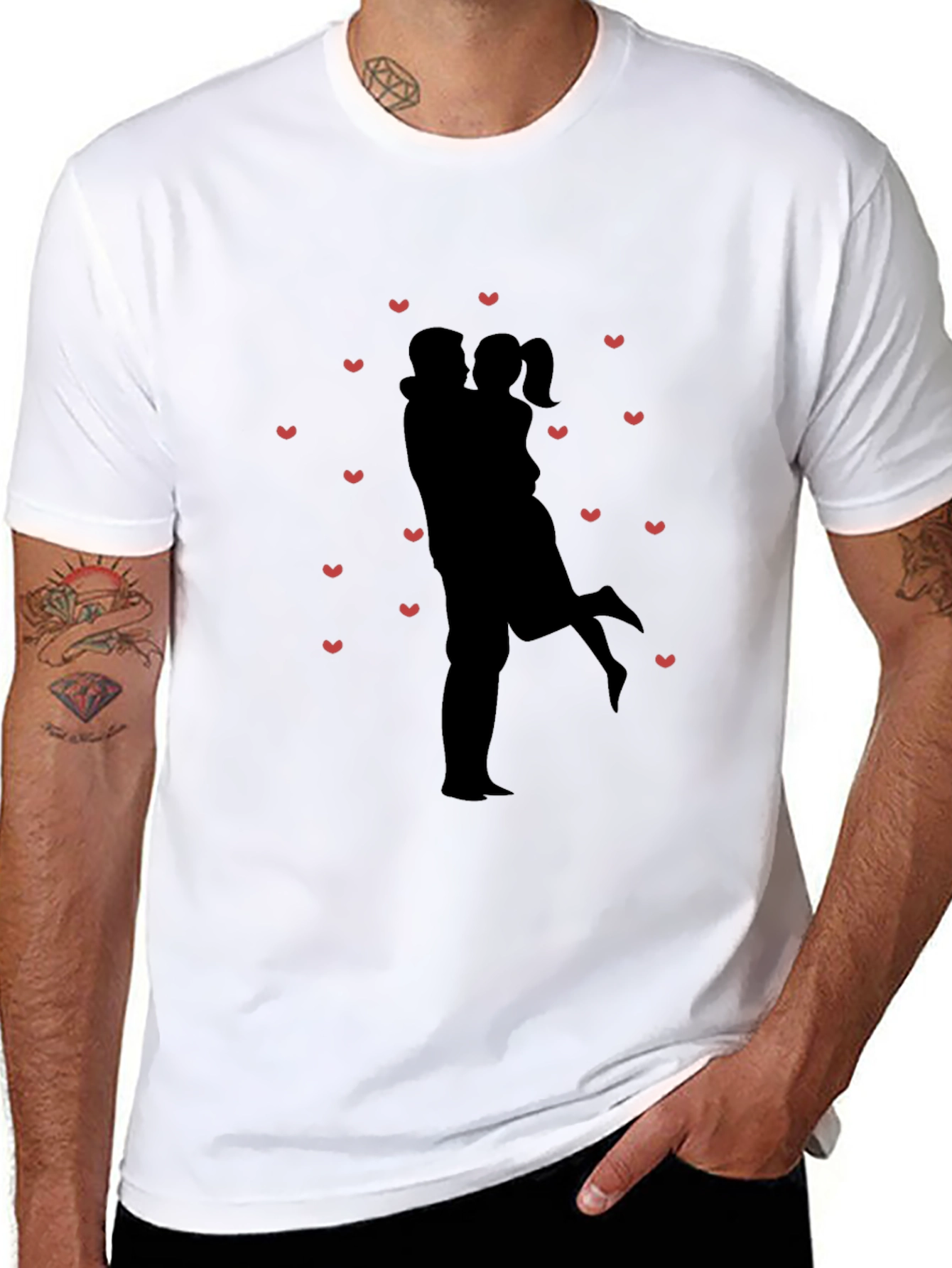 Romantic Couple Silhouette Heart Tee