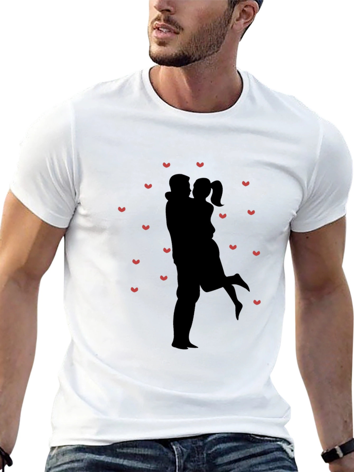 Romantic Couple Silhouette Heart Tee
