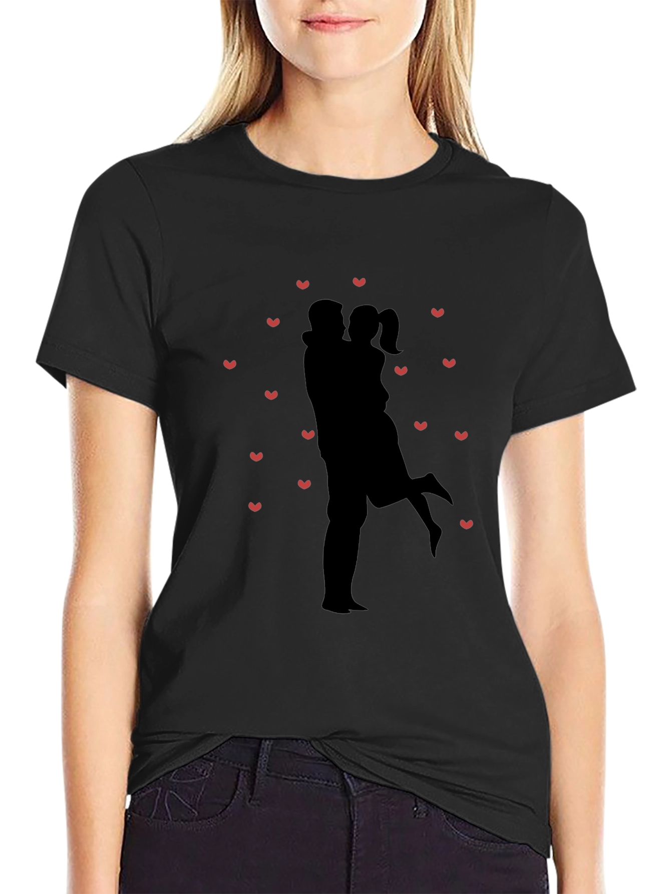 Romantic Couple Silhouette Heart Tee