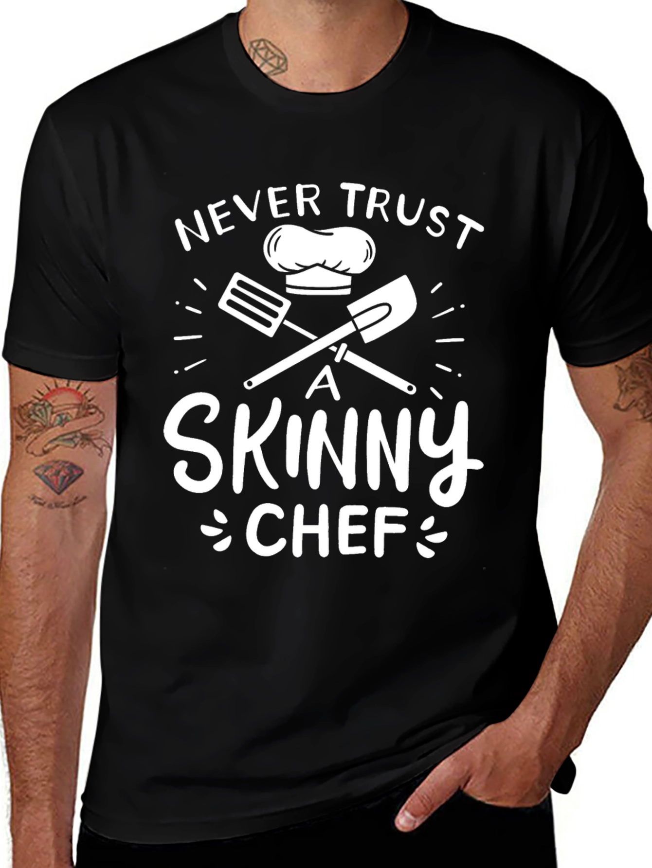 Never Trust a Skinny Chef Graphic T-Shirt