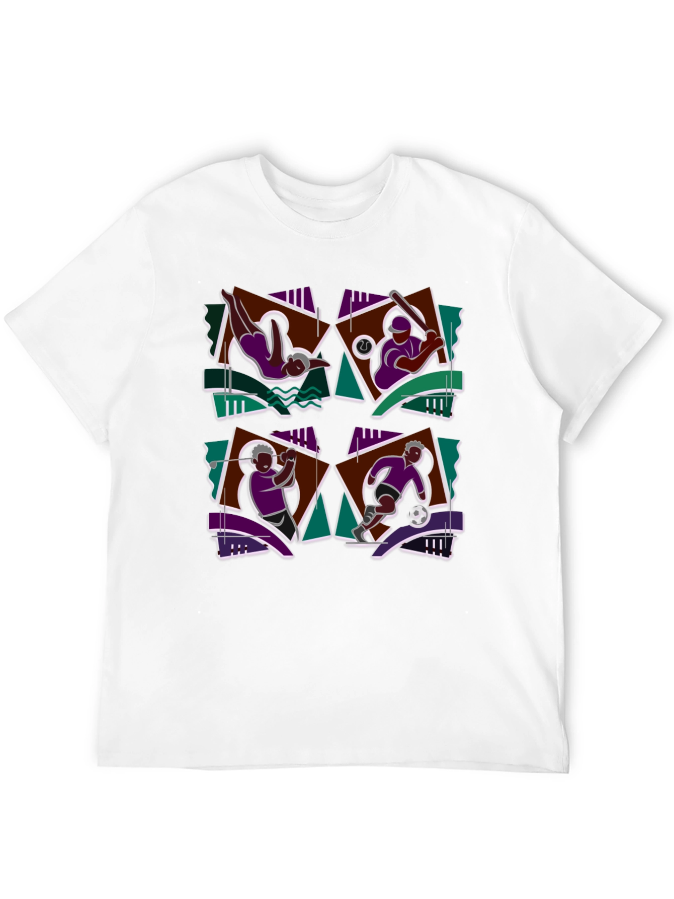 Geometric Sports Graphic Black T-Shirt