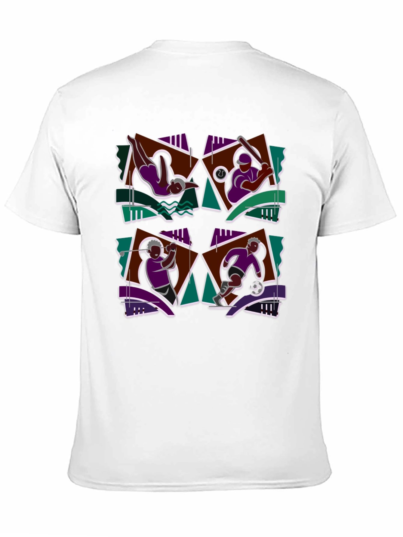 Geometric Sports Graphic Black T-Shirt