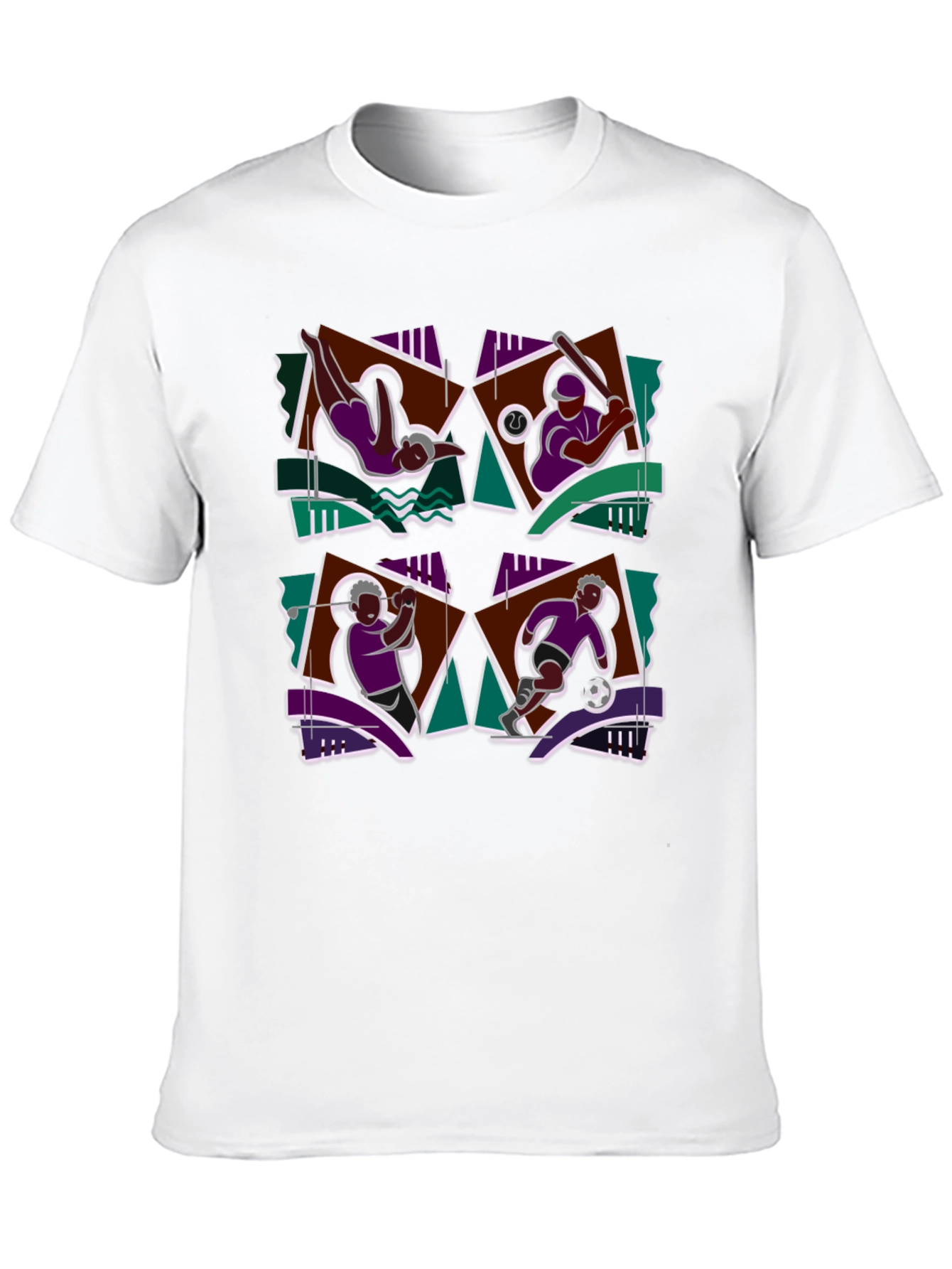 Geometric Sports Graphic Black T-Shirt