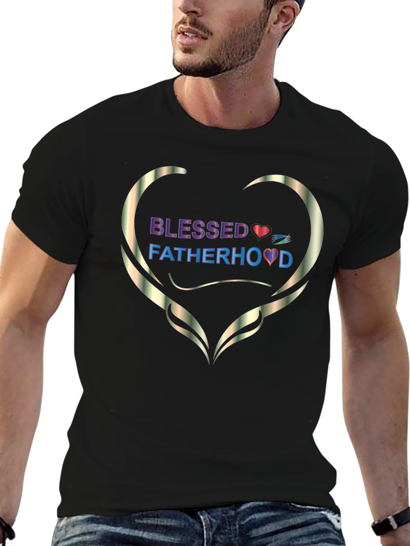 Blessed Fatherhood Graphic Tee - Stylish Black T-Shirt