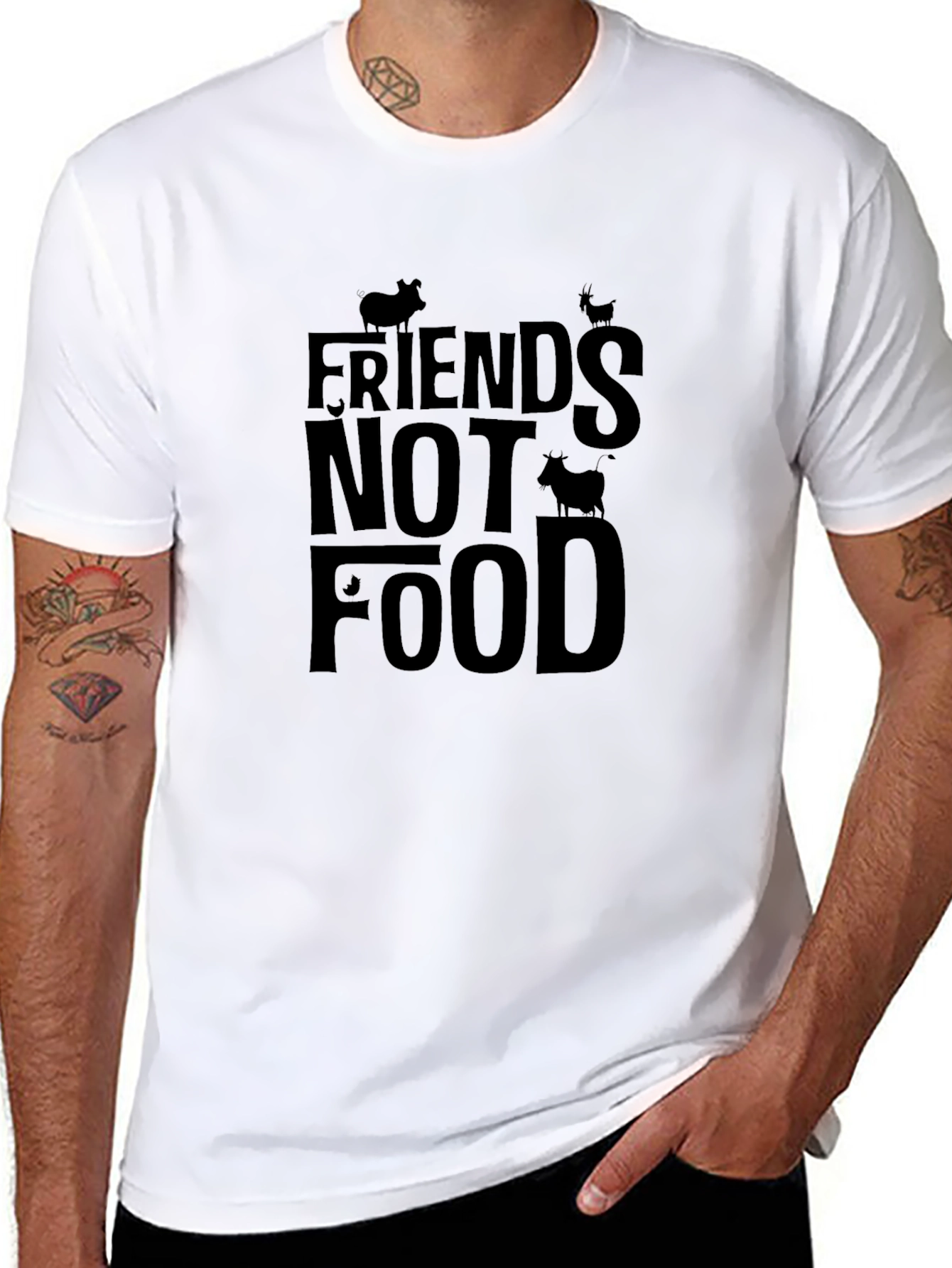 Vegan Friends Not Food Black T-Shirt