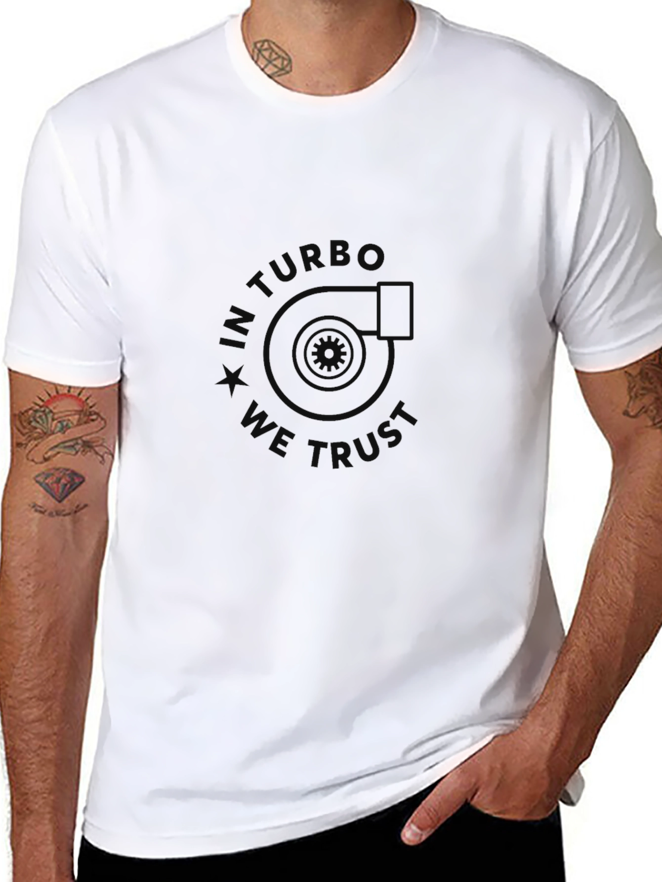 In Turbo We Trust Black Graphic Tee