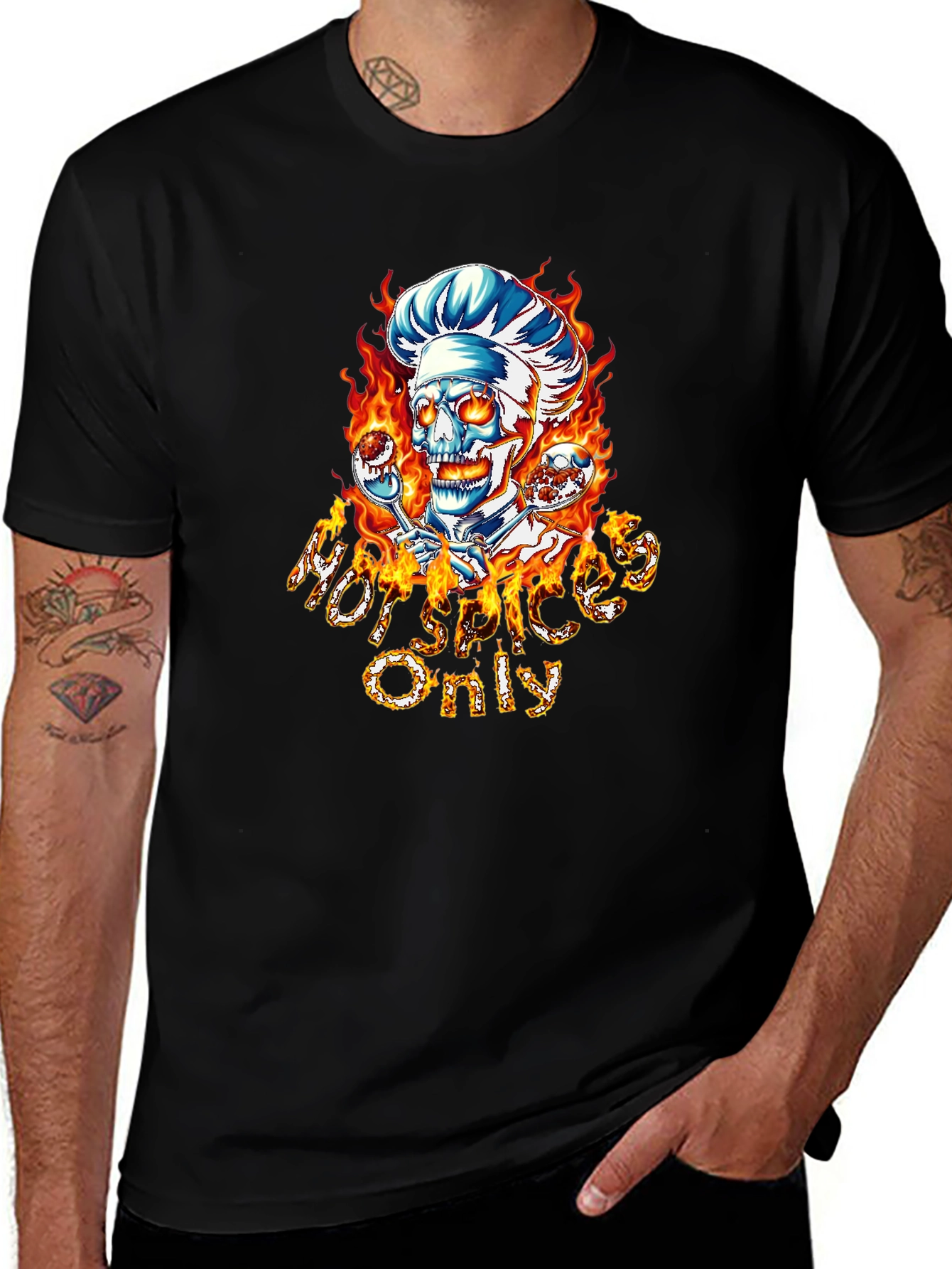 Hot Spices Only Skull Chef T-Shirt