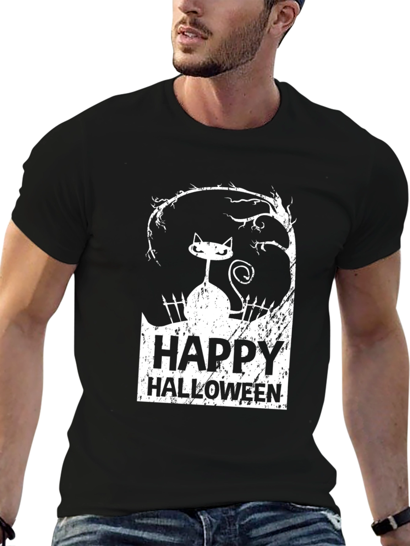 Happy Halloween Cat Graphic Tee