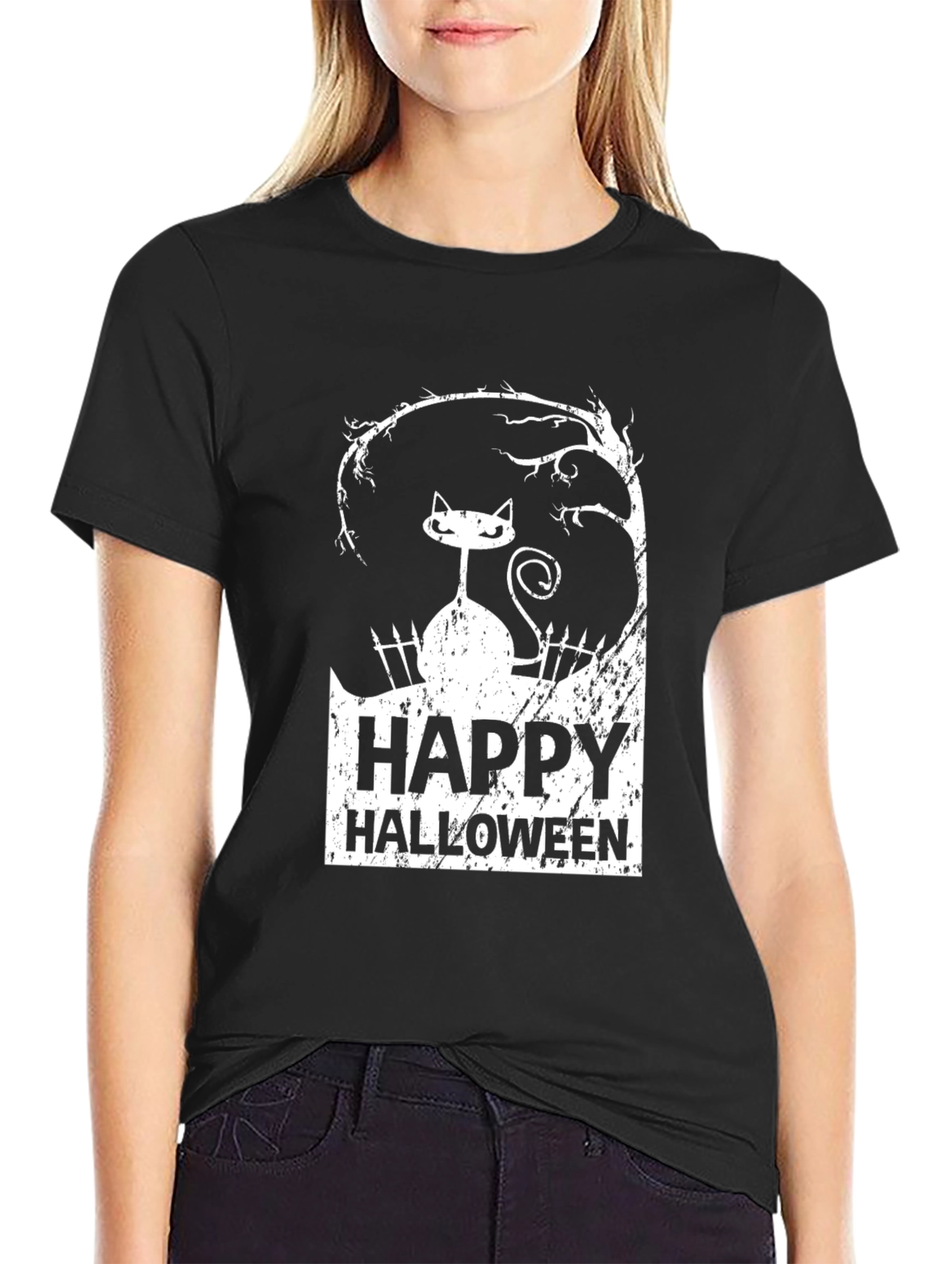 Happy Halloween Cat Graphic Tee