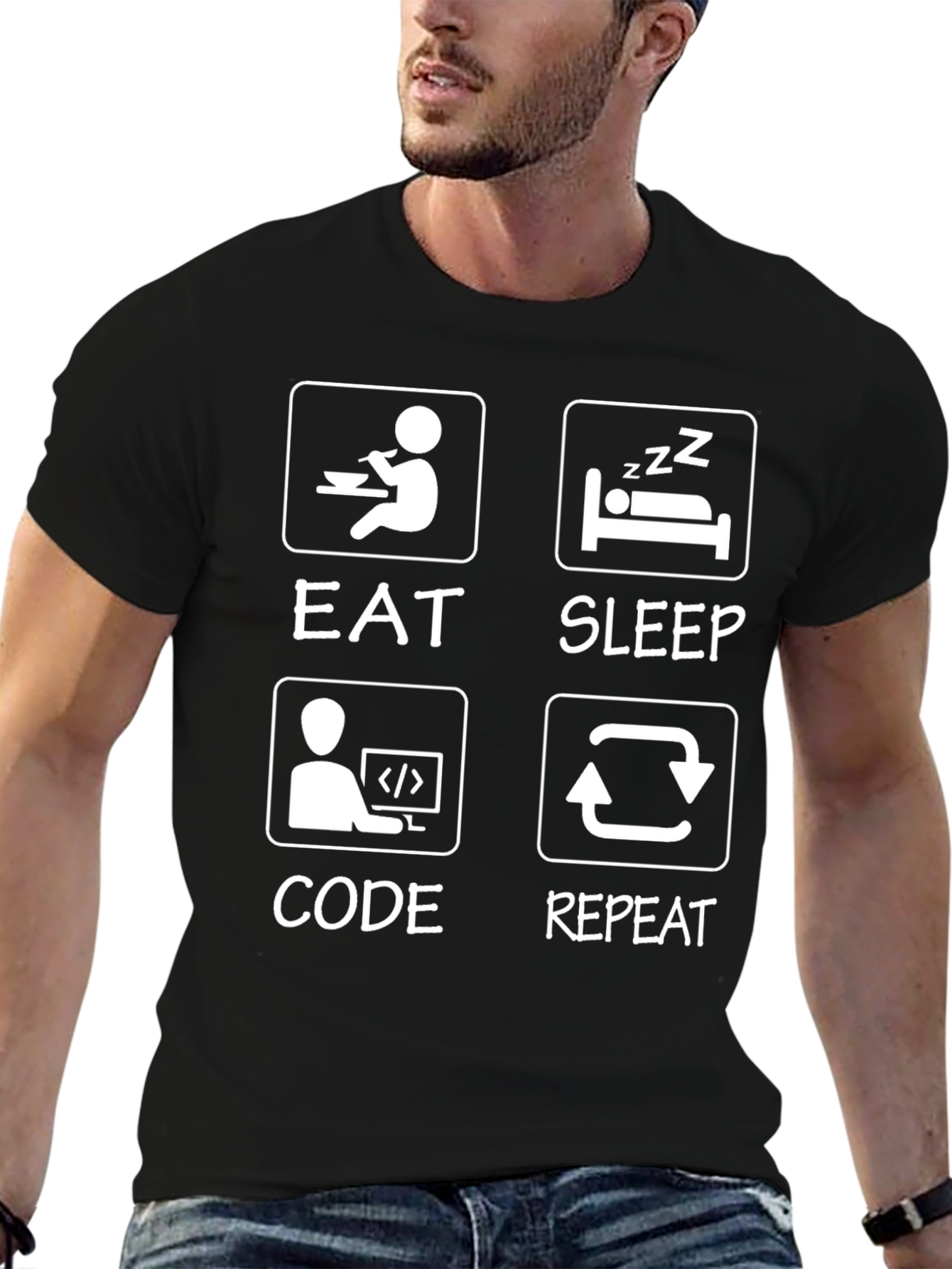 Eat Sleep Code Repeat Graphic Tee