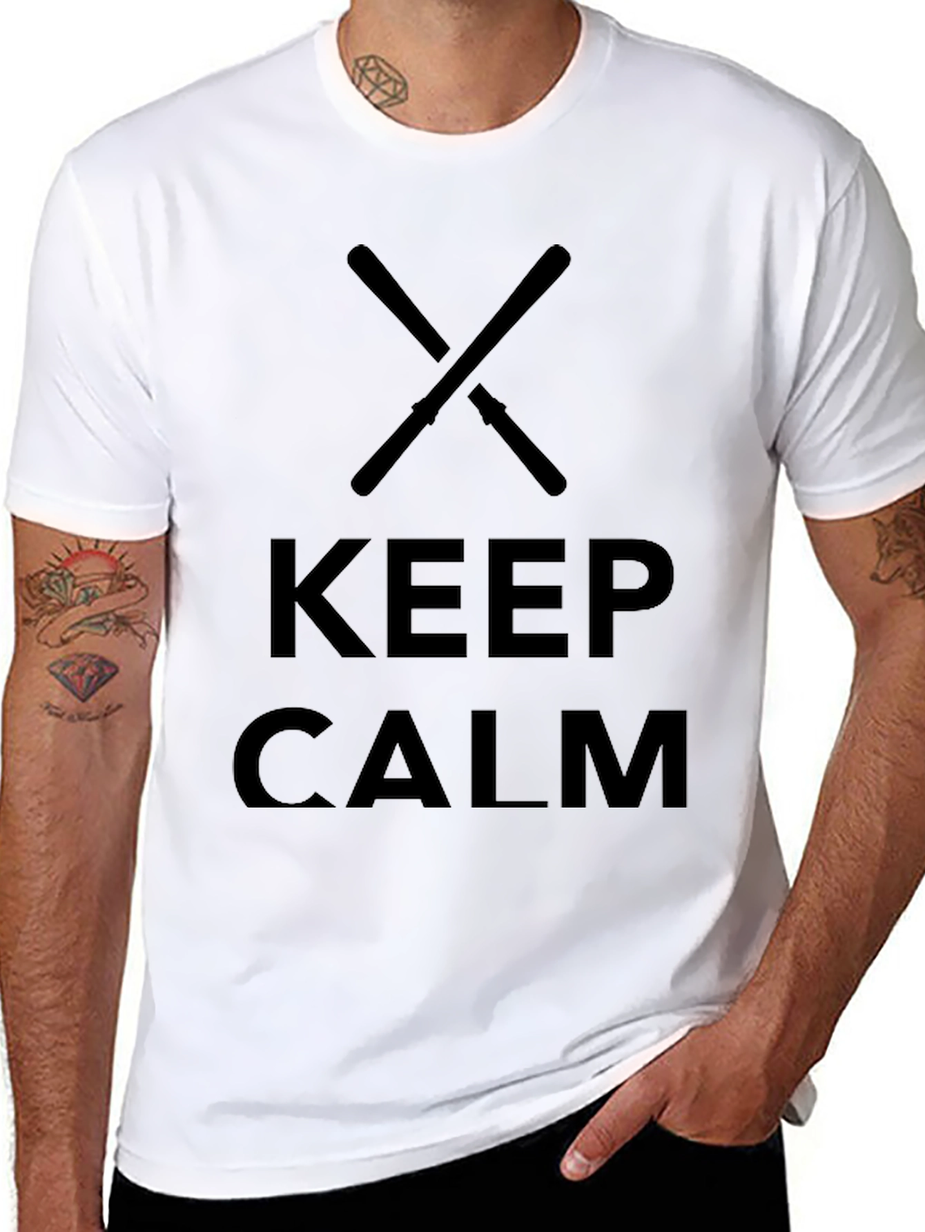 Keep Calm Drum Sticks T-Shirt - Mens Black Tee