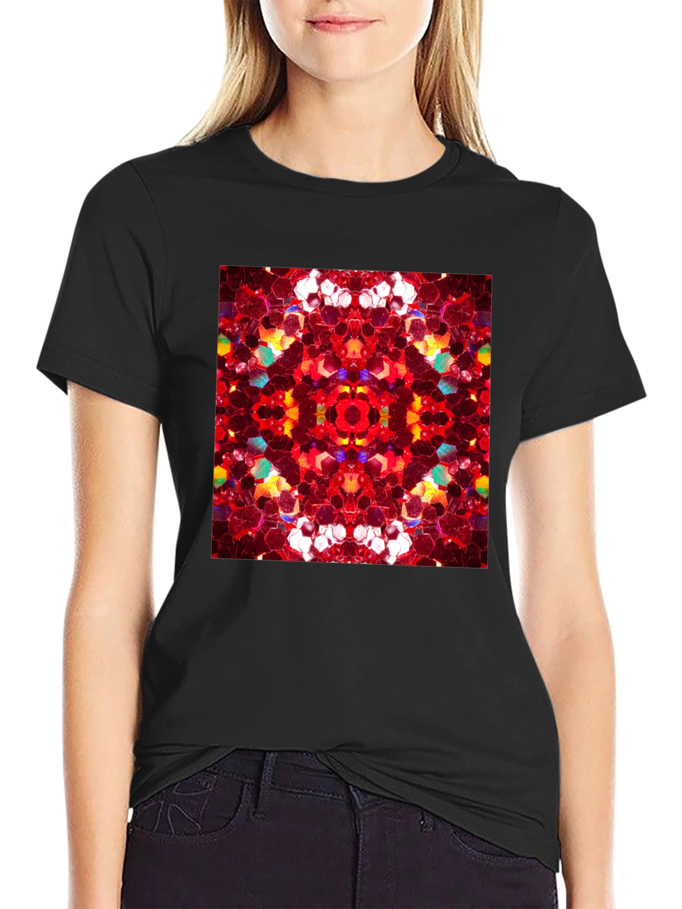 Kaleidoscope Pattern Black Tee