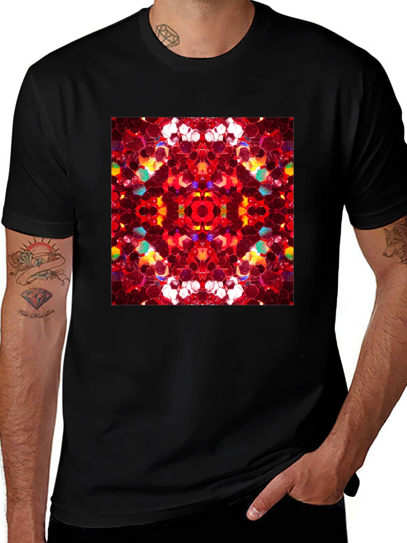 Kaleidoscope Pattern Black Tee