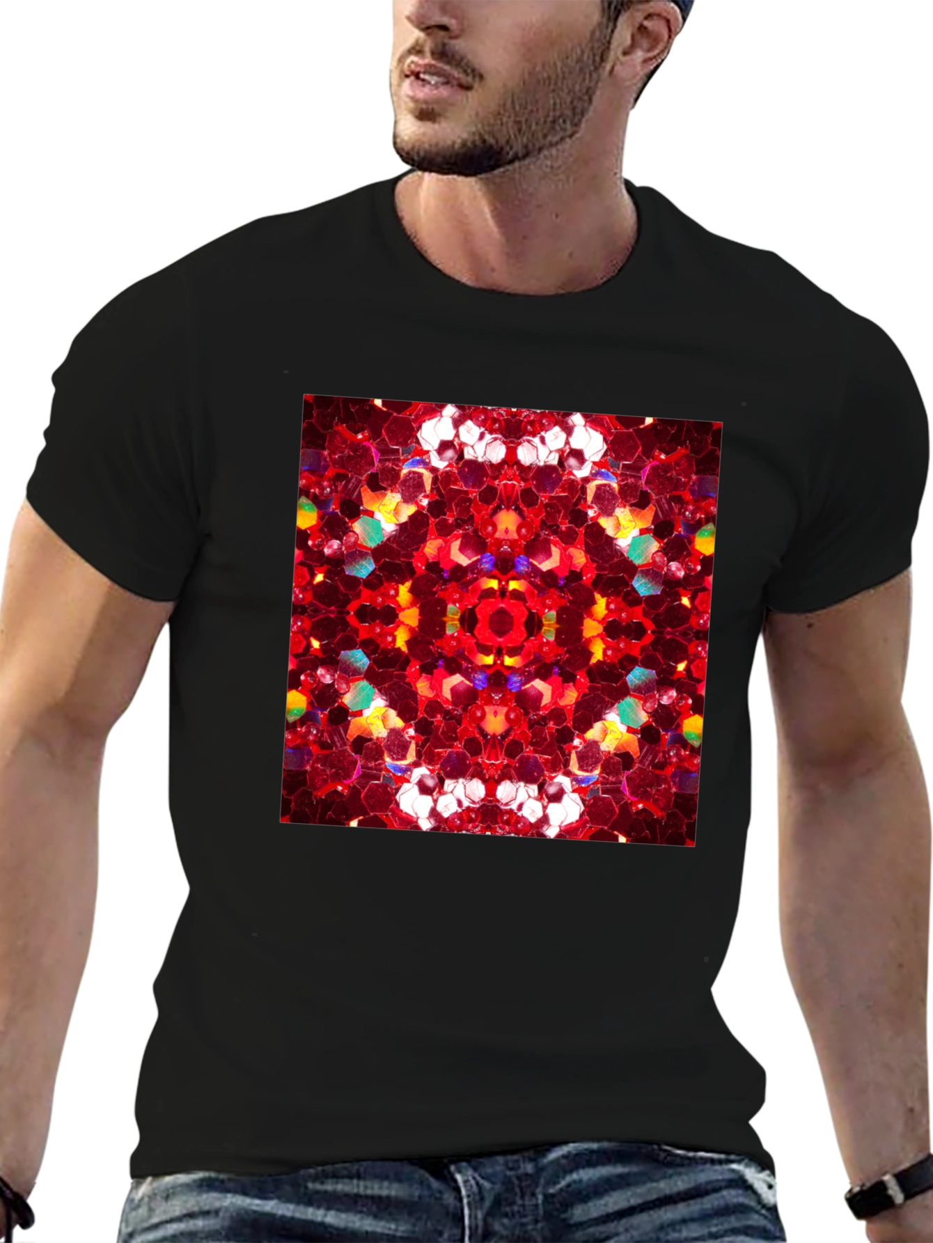 Kaleidoscope Pattern Black Tee