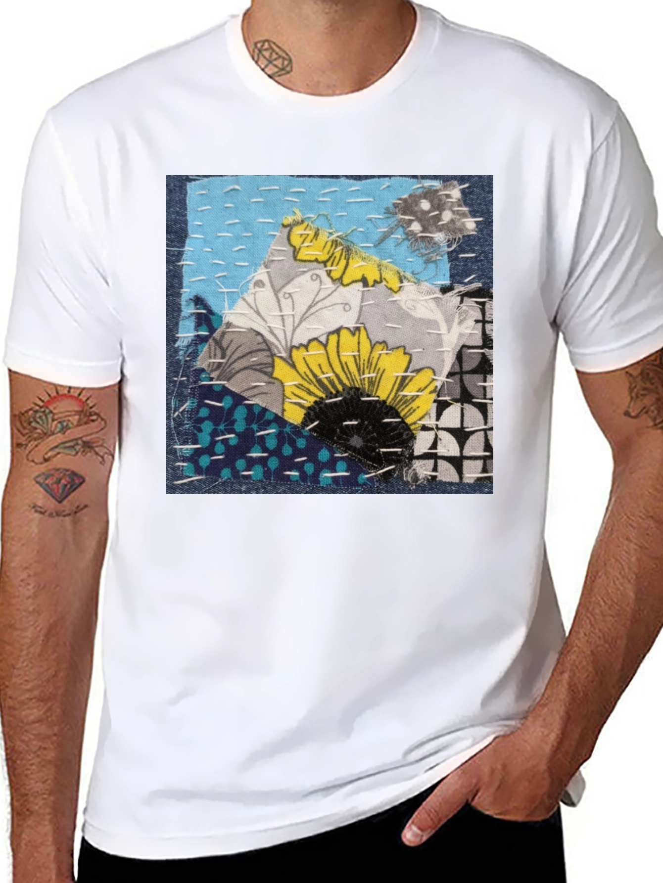Sunflower Patchwork Graphic T-Shirt