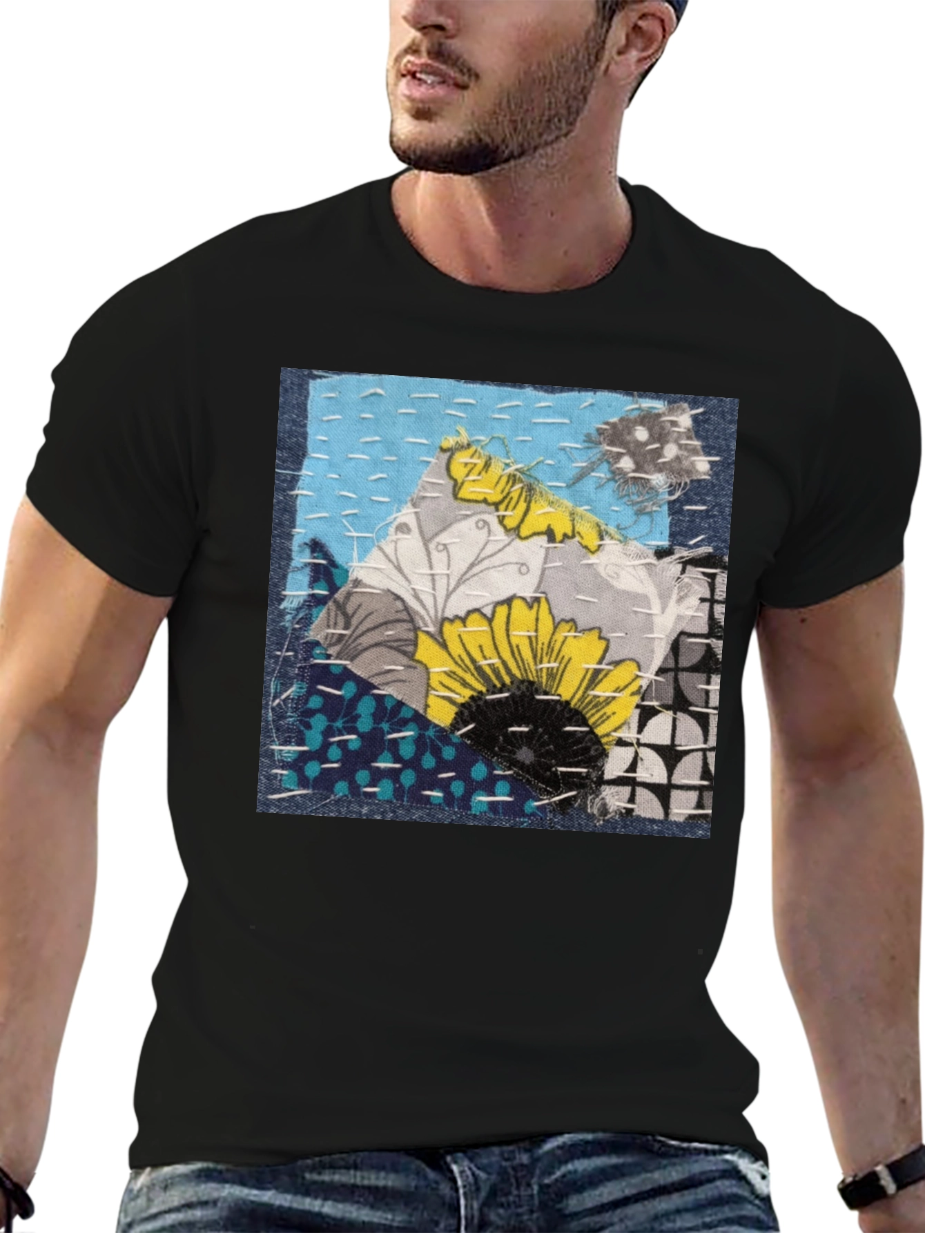 Sunflower Patchwork Graphic T-Shirt