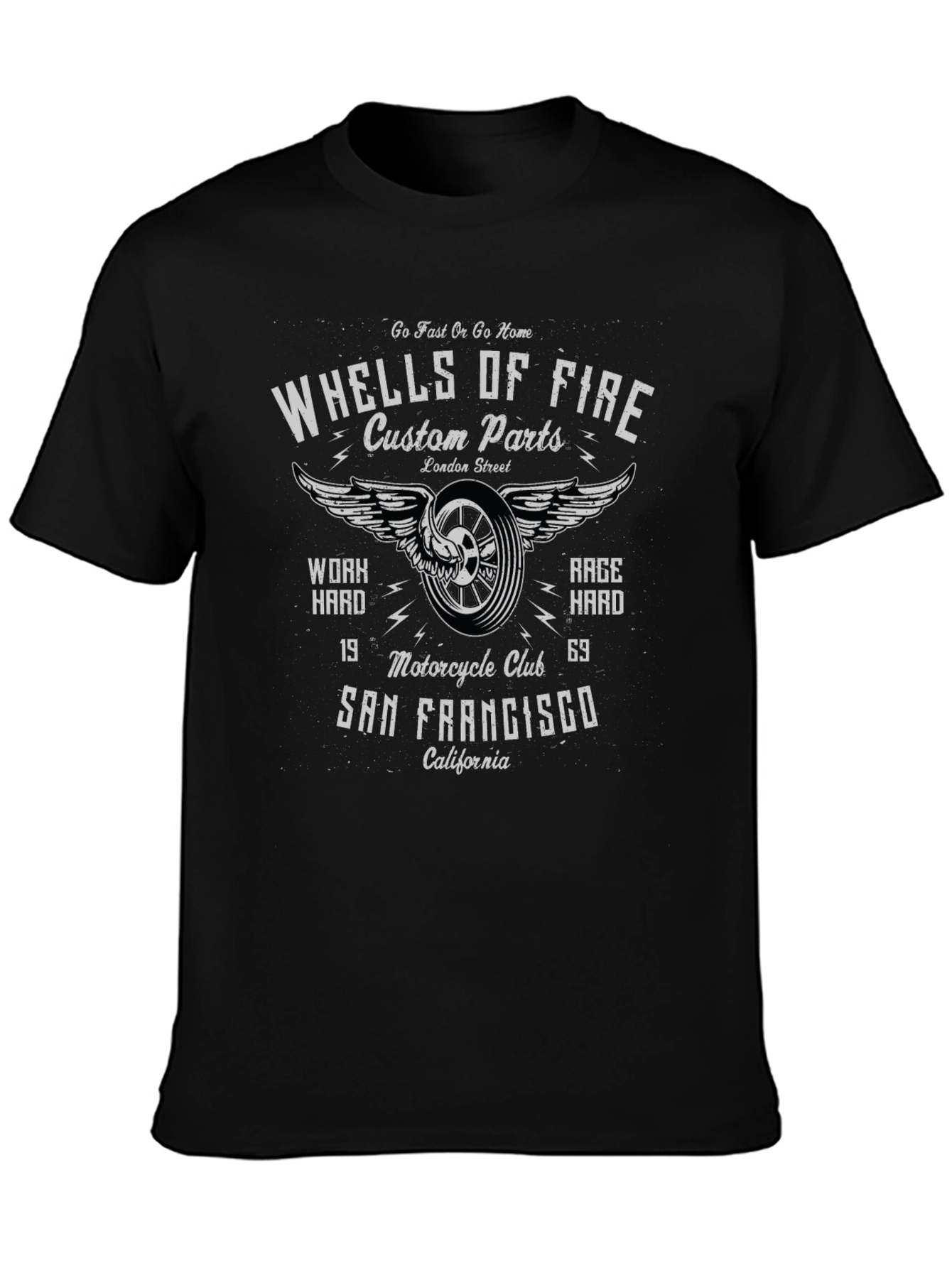 Wheels of Fire Motorcycle Club Graphic T-Shirt