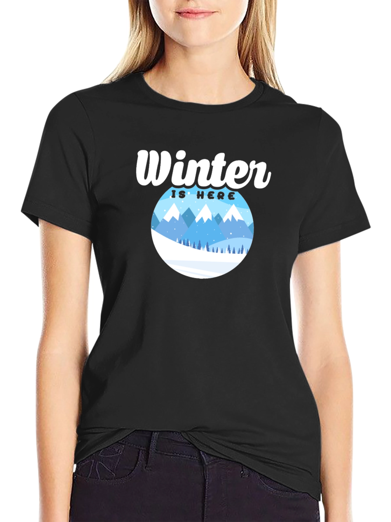 Winter Is Here Graphic Tee - Black