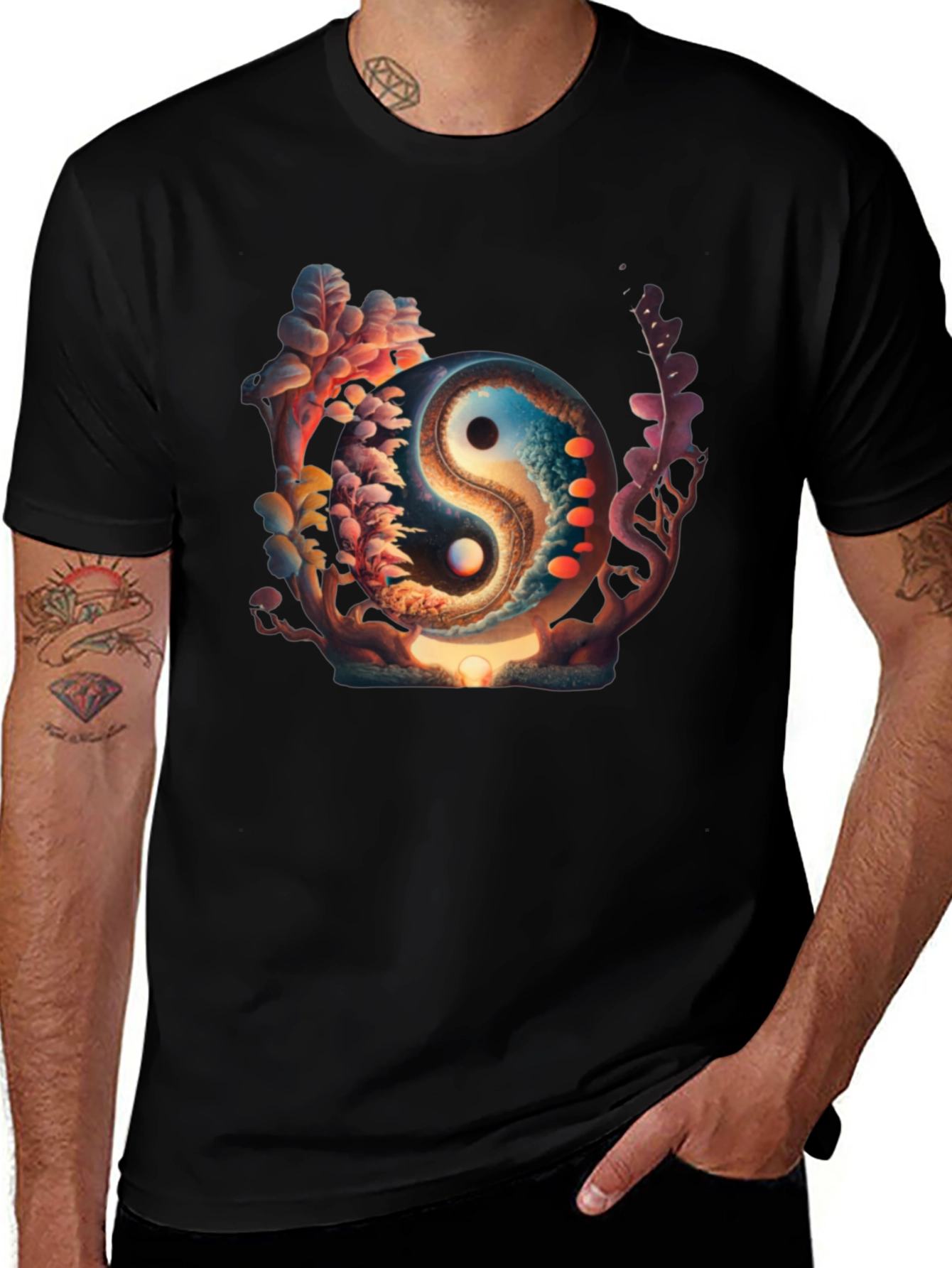 Yin Yang Graphic Black T-Shirt