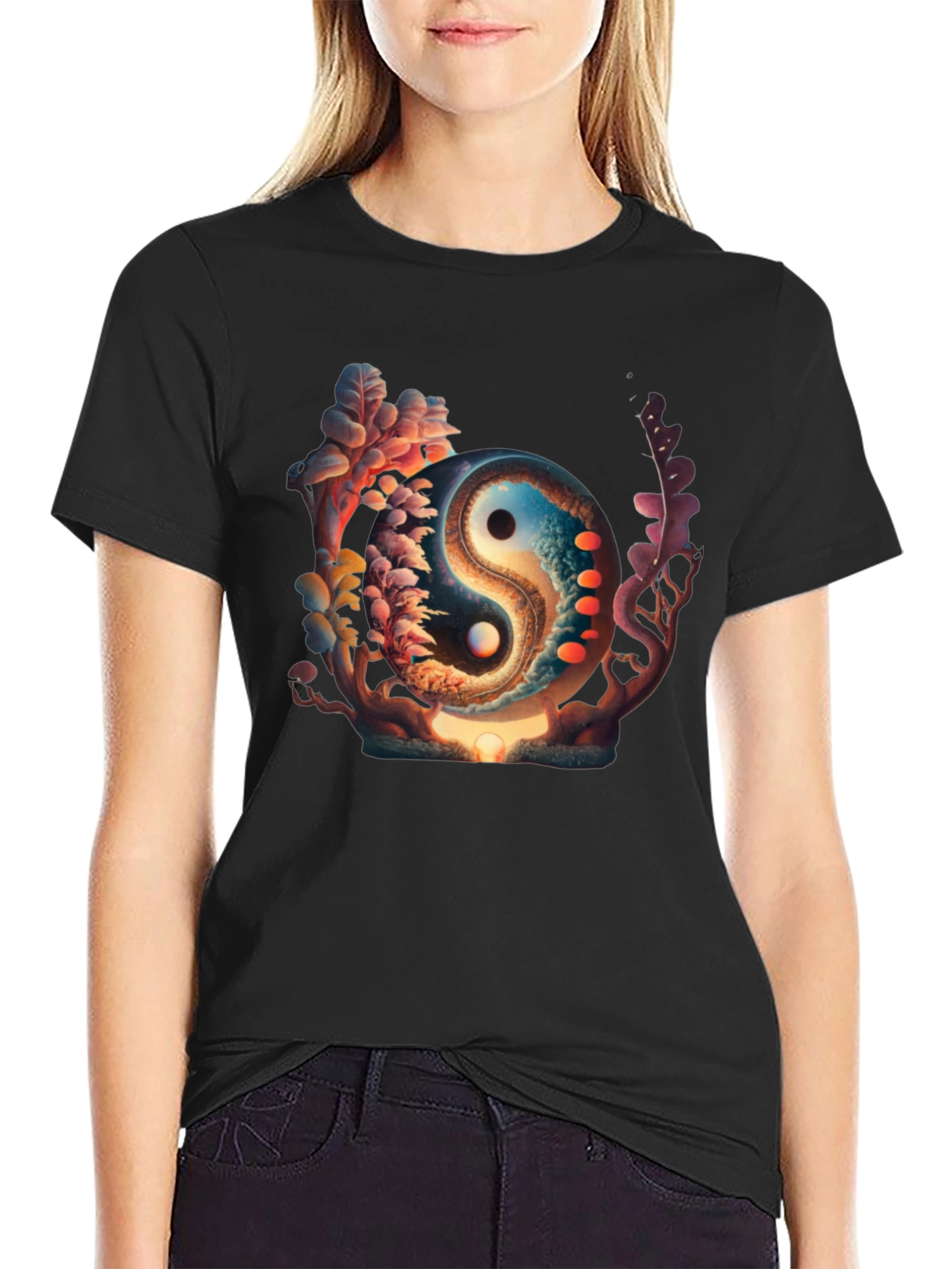 Yin Yang Graphic Black T-Shirt