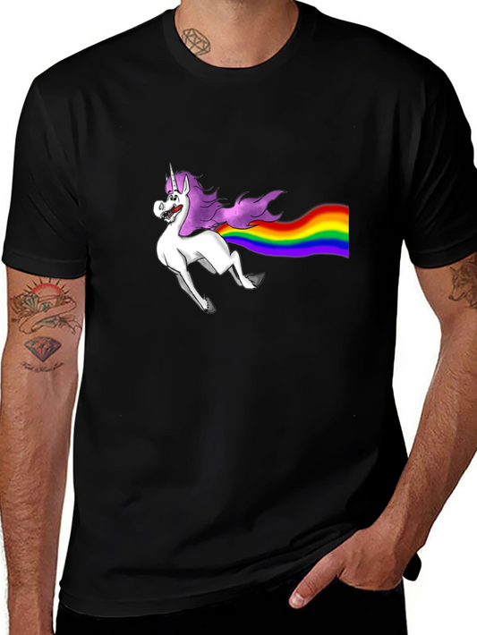 Unicorn Rainbow T-Shirt - Mens Black Tee