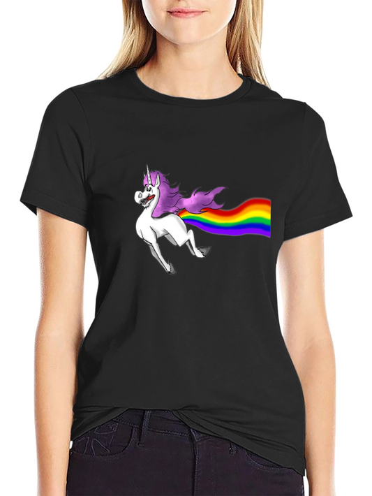 Unicorn Rainbow T-Shirt - Mens Black Tee