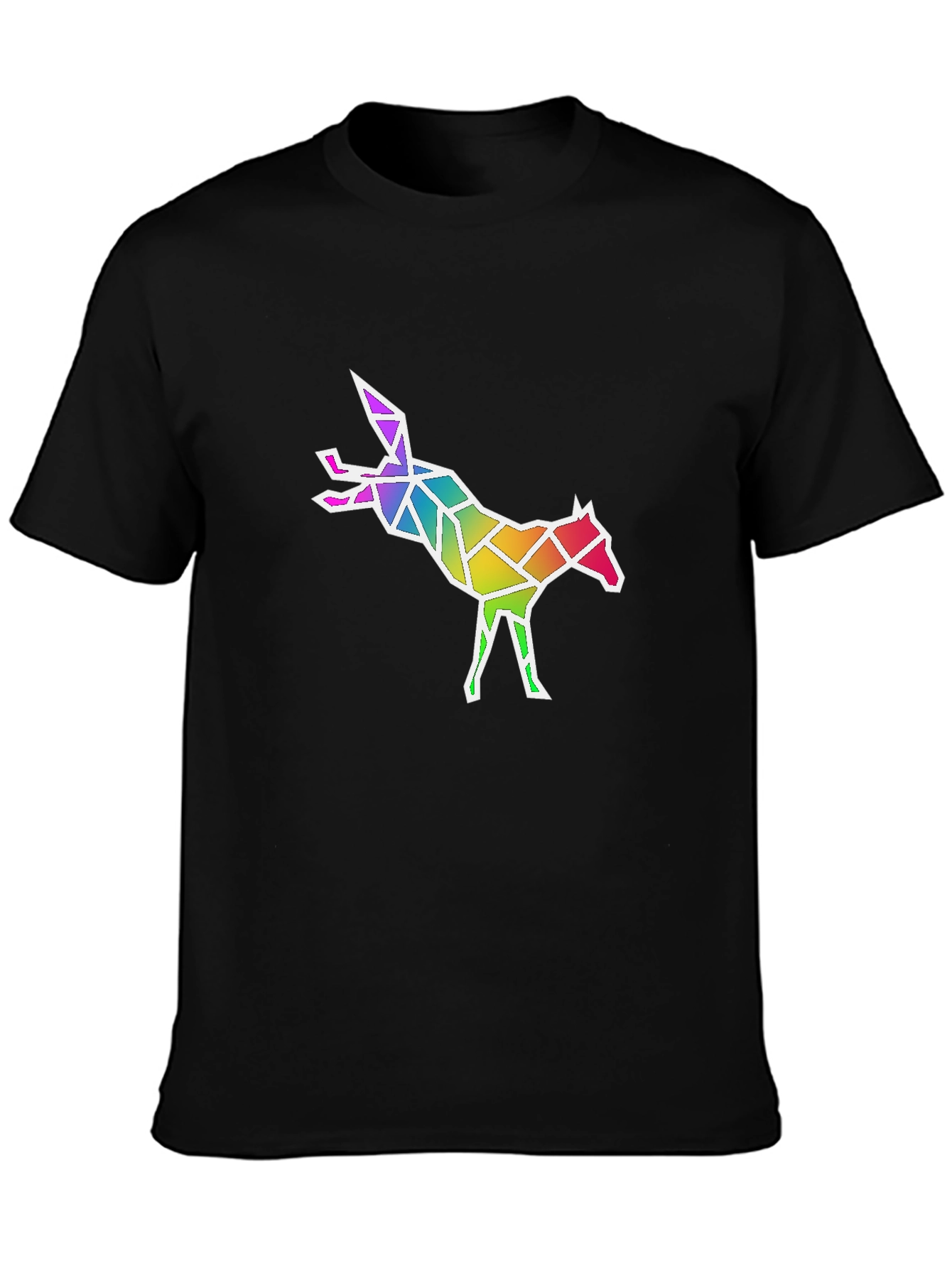 Geometric Rainbow Fox Graphic T-Shirt