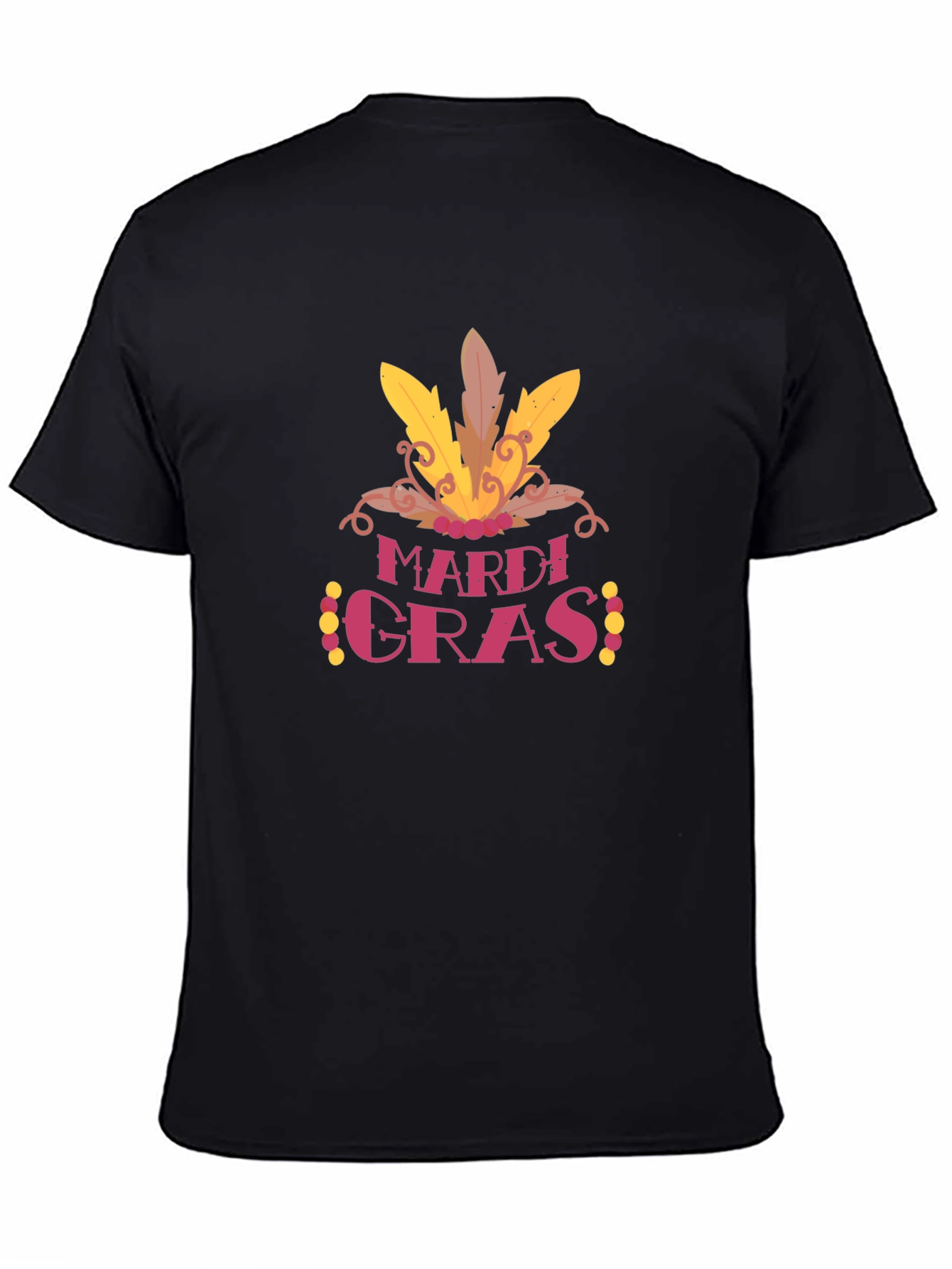 Mardi Gras Graphic Tee - Casual Black T-Shirt
