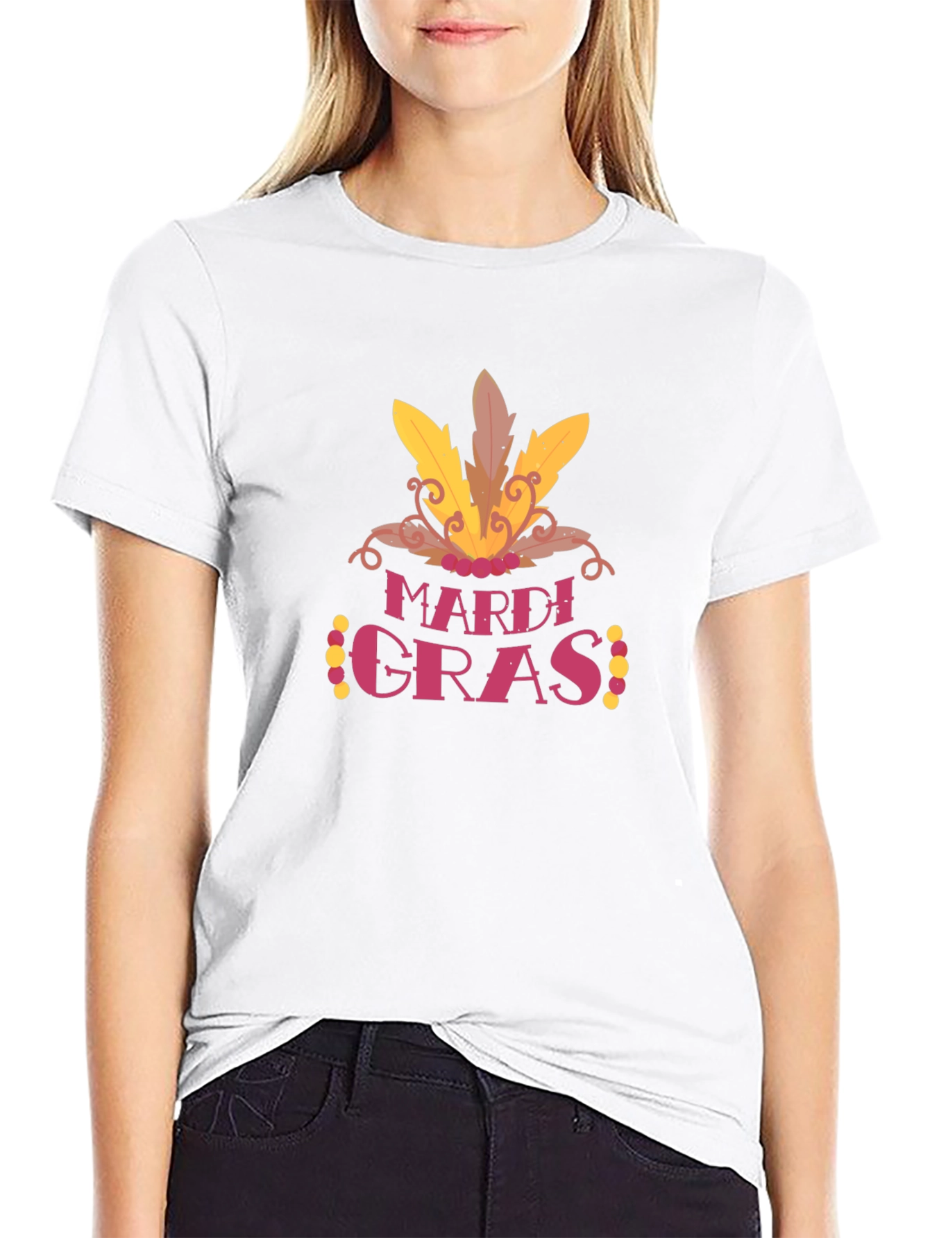 Mardi Gras Graphic Tee - Casual Black T-Shirt