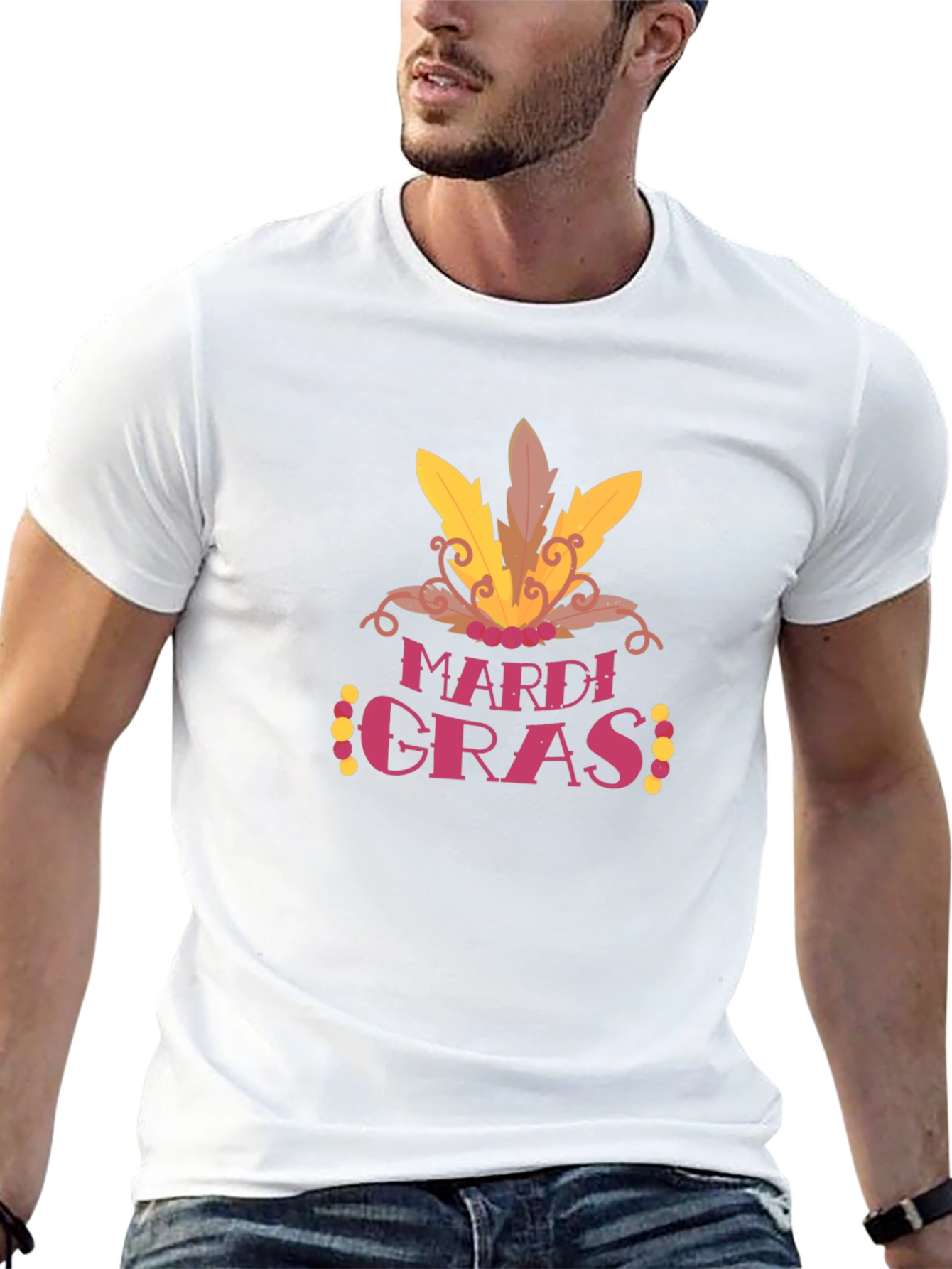 Mardi Gras Graphic Tee - Casual Black T-Shirt
