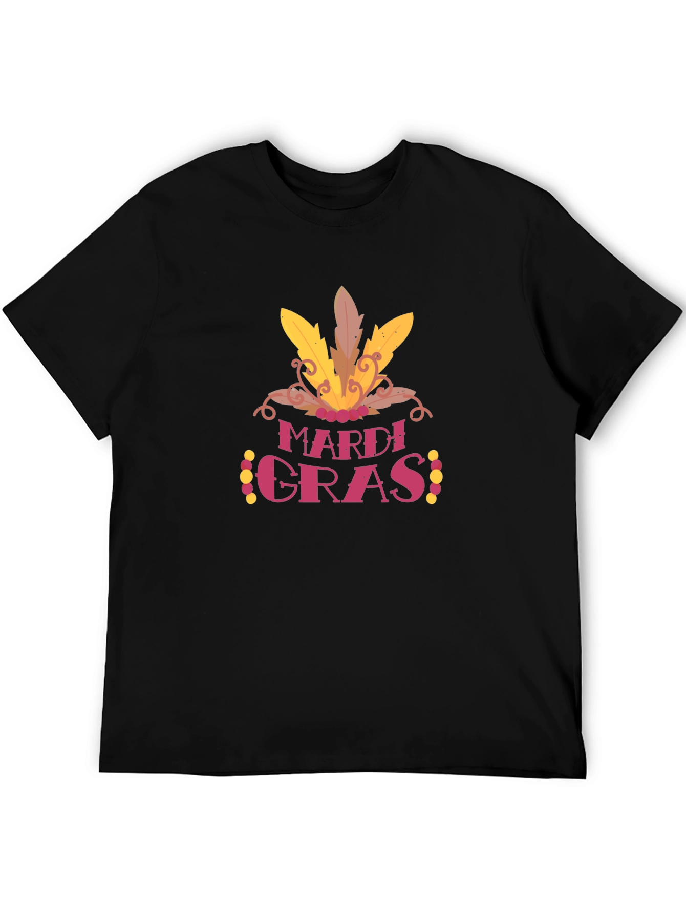 Mardi Gras Graphic Tee - Casual Black T-Shirt