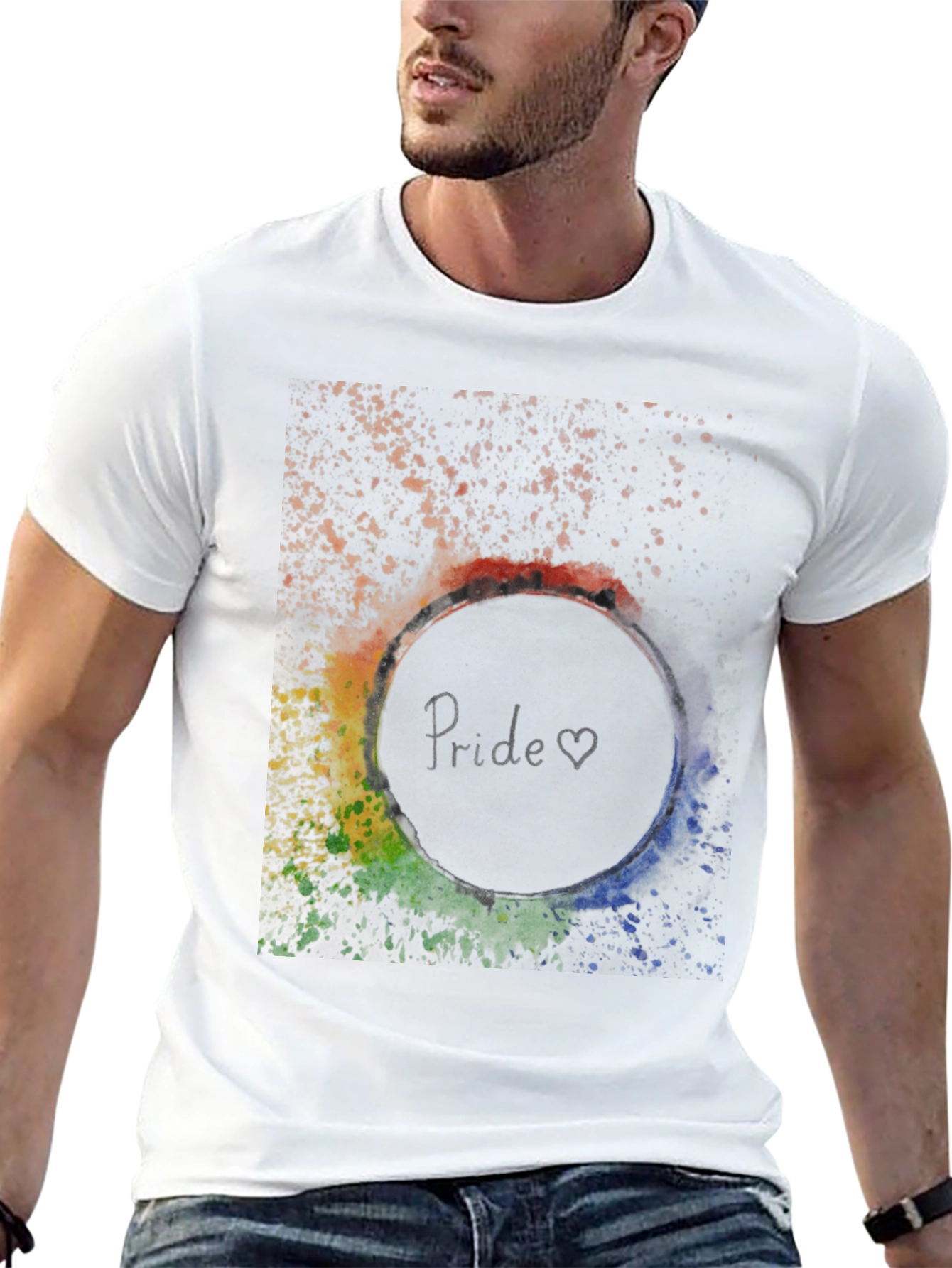 Pride T-Shirt - Rainbow Splatter Circle