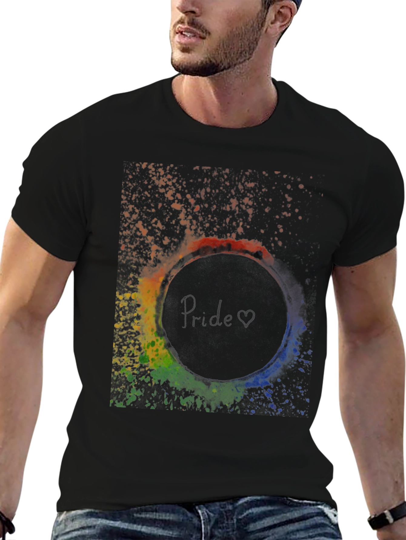 Pride T-Shirt - Rainbow Splatter Circle