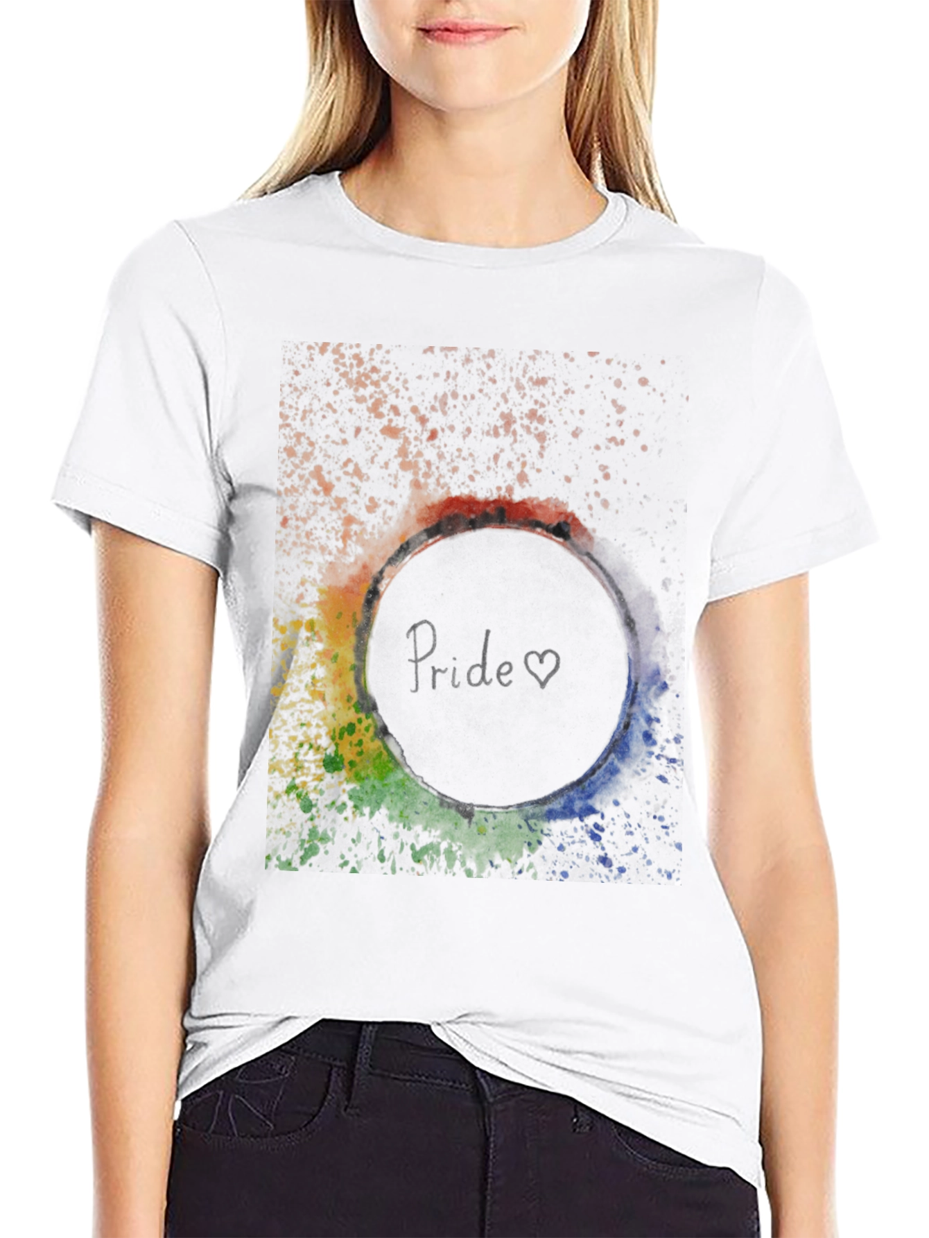 Pride T-Shirt - Rainbow Splatter Circle