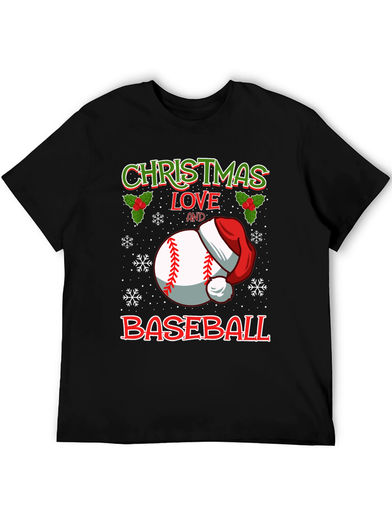 Christmas Baseball Love Graphic T-Shirt