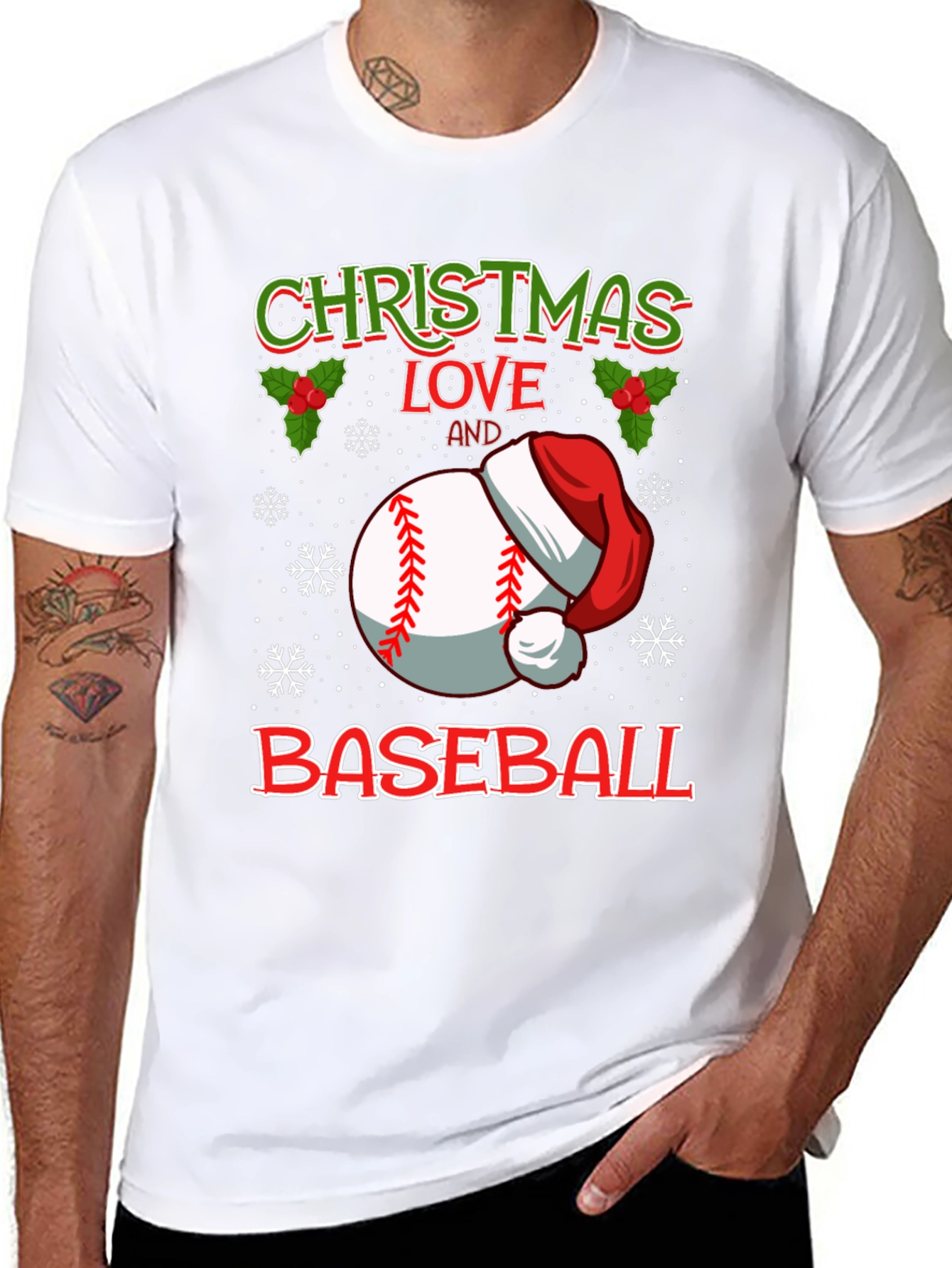 Christmas Baseball Love Graphic T-Shirt
