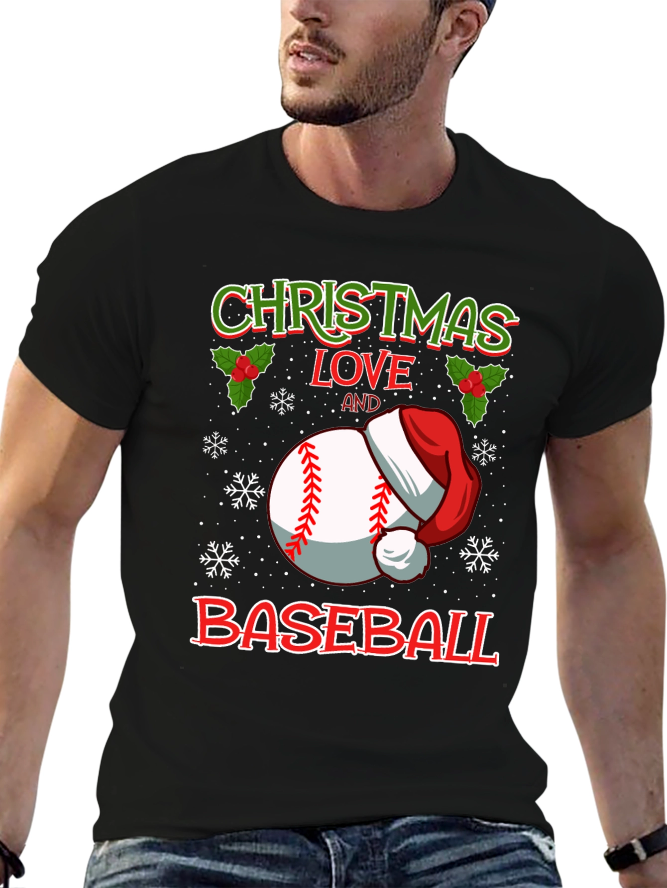 Christmas Baseball Love Graphic T-Shirt