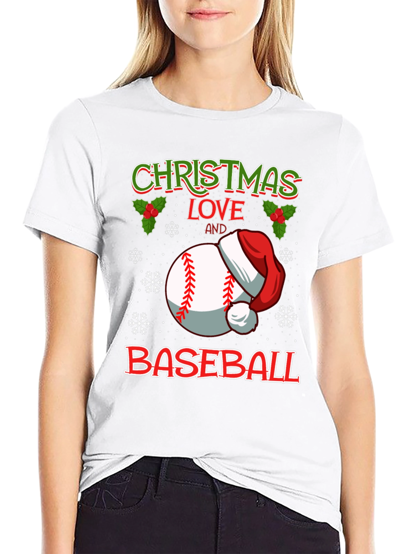 Christmas Baseball Love Graphic T-Shirt