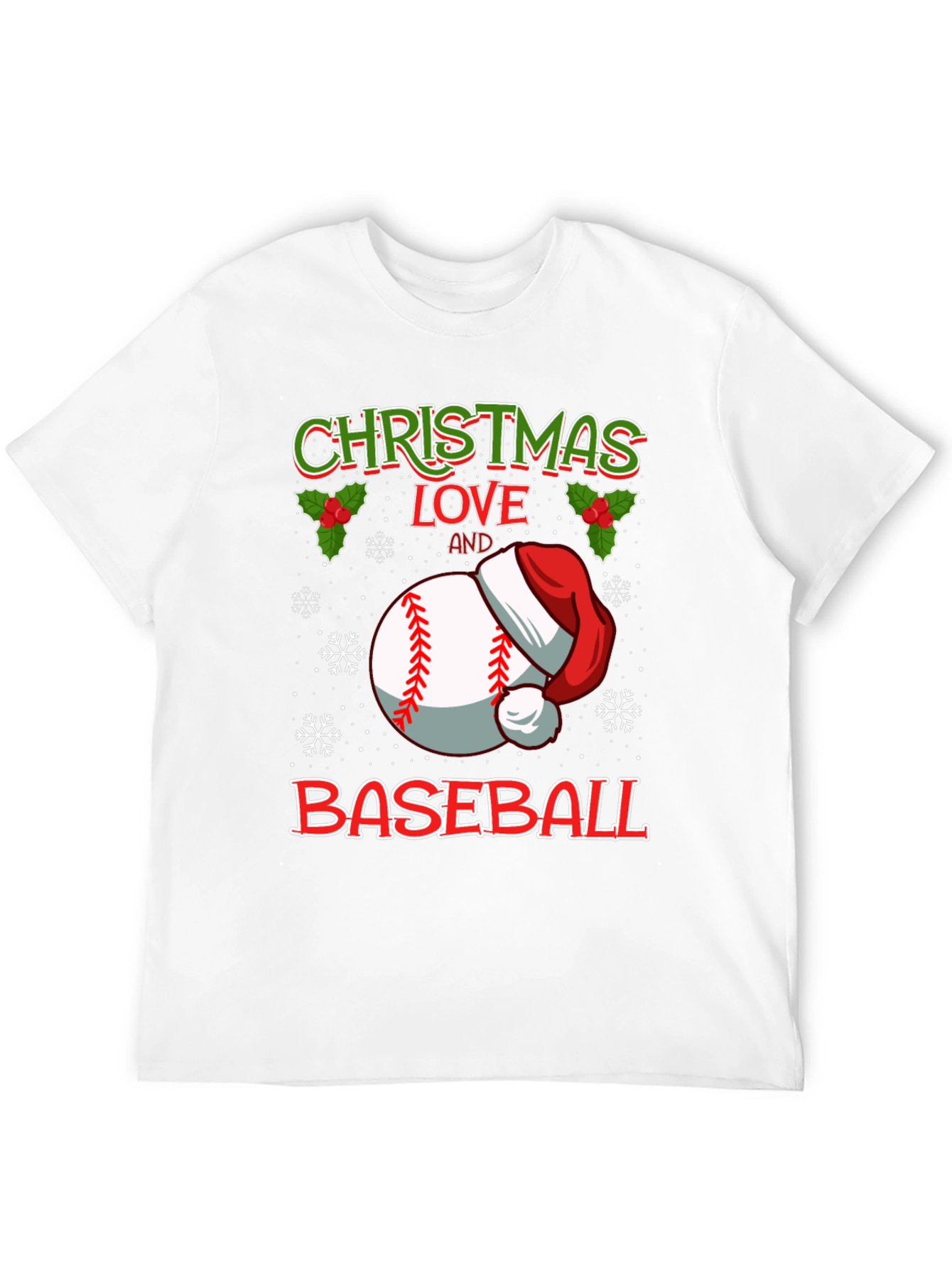 Christmas Baseball Love Graphic T-Shirt