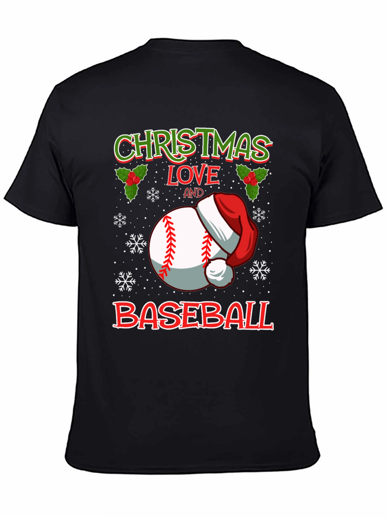 Christmas Baseball Love Graphic T-Shirt