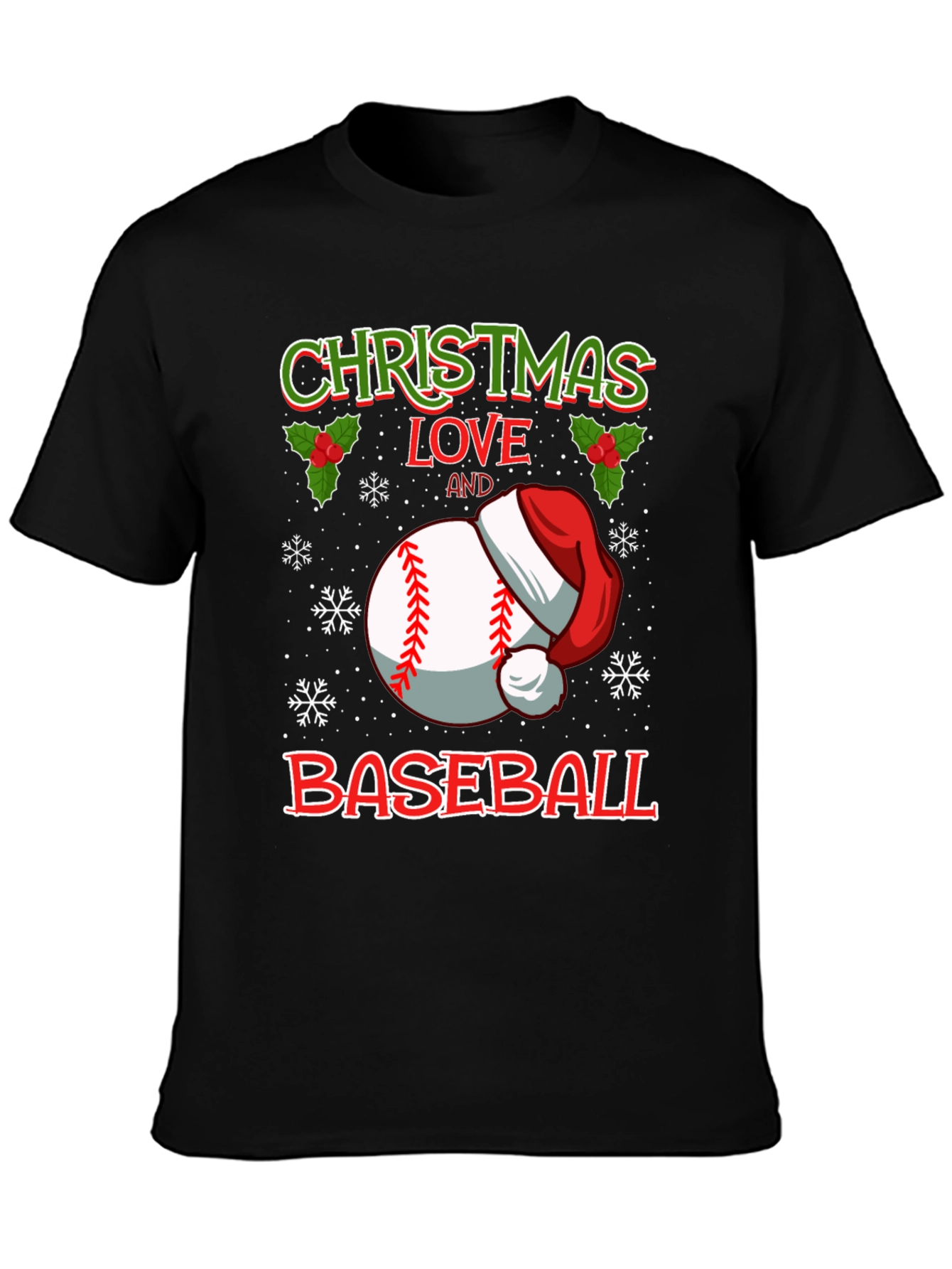 Christmas Baseball Love Graphic T-Shirt